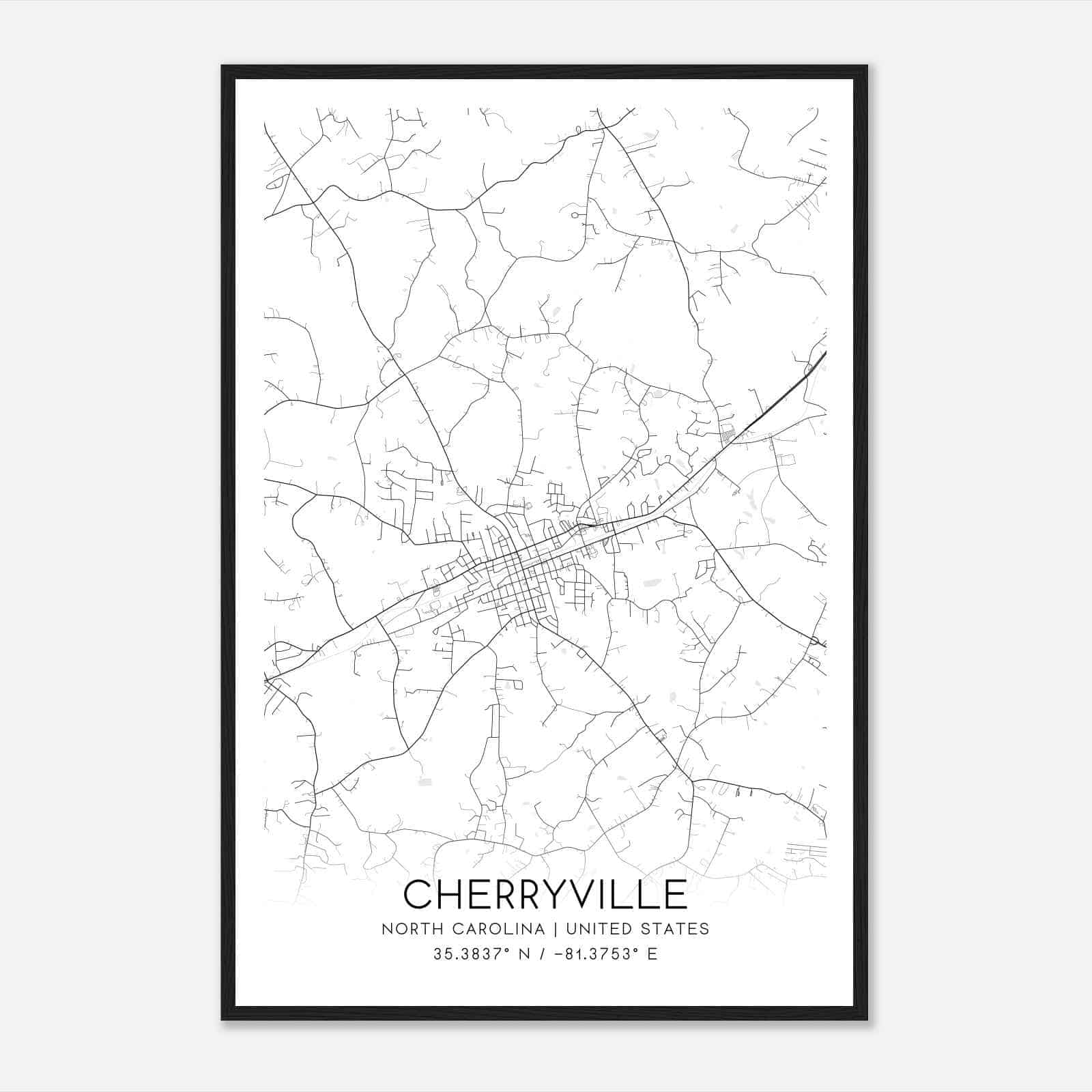 Cherryville North Carolina Map Poster, Modern Home Decor Wall Art Print