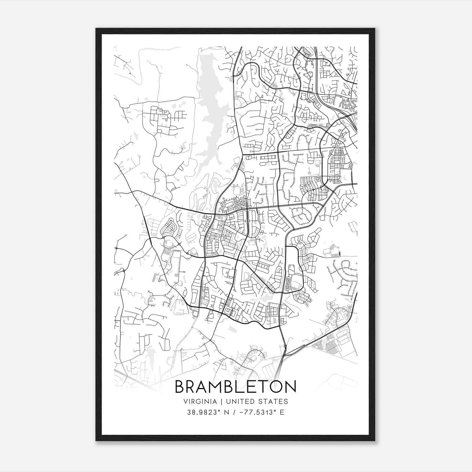 Brambleton Virginia Map Poster, Modern Home Decor Wall Art Print