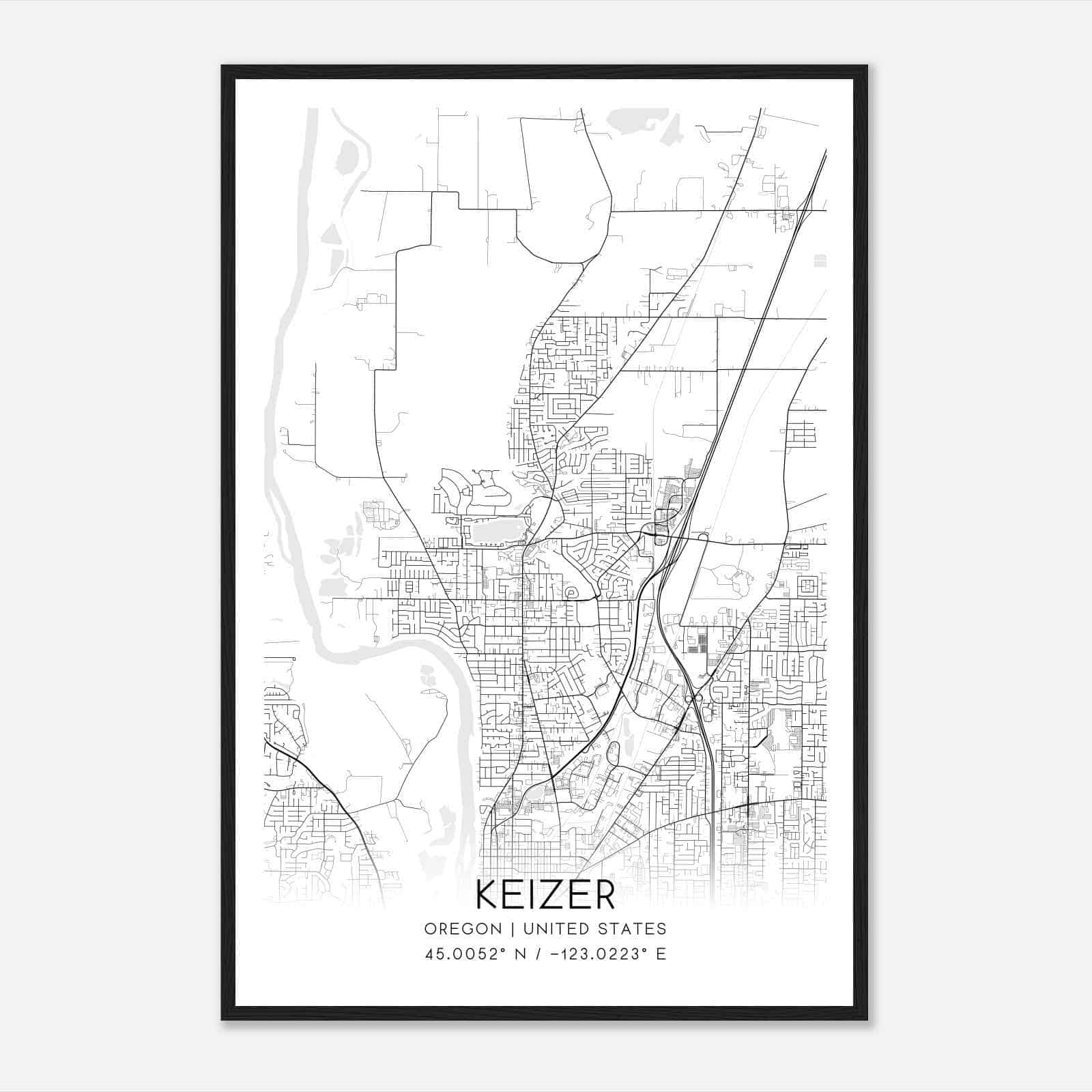 Keizer Oregon Map Poster, Modern Home Decor Wall Art Print