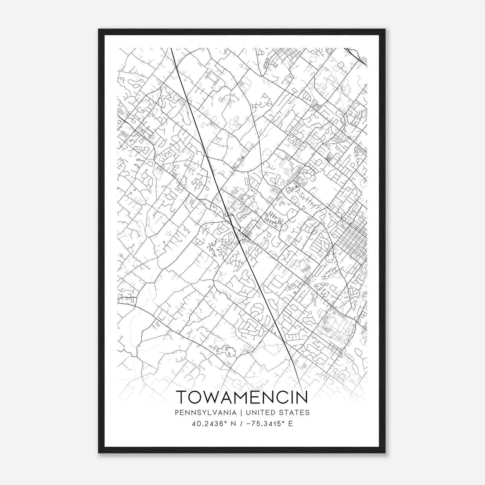 Towamencin Pennsylvania Map Poster, Modern Home Decor Wall Art Print Towamencin Pennsylvania Map Poster, Modern Home Decor Wall Art Print