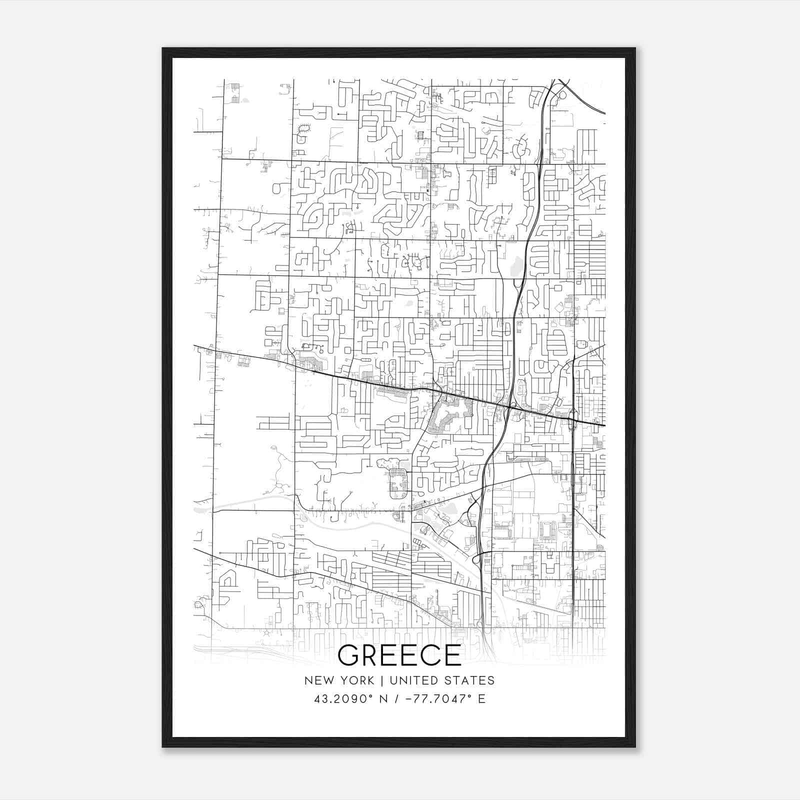 Greece New York Map Poster, Modern Home Decor Wall Art Print