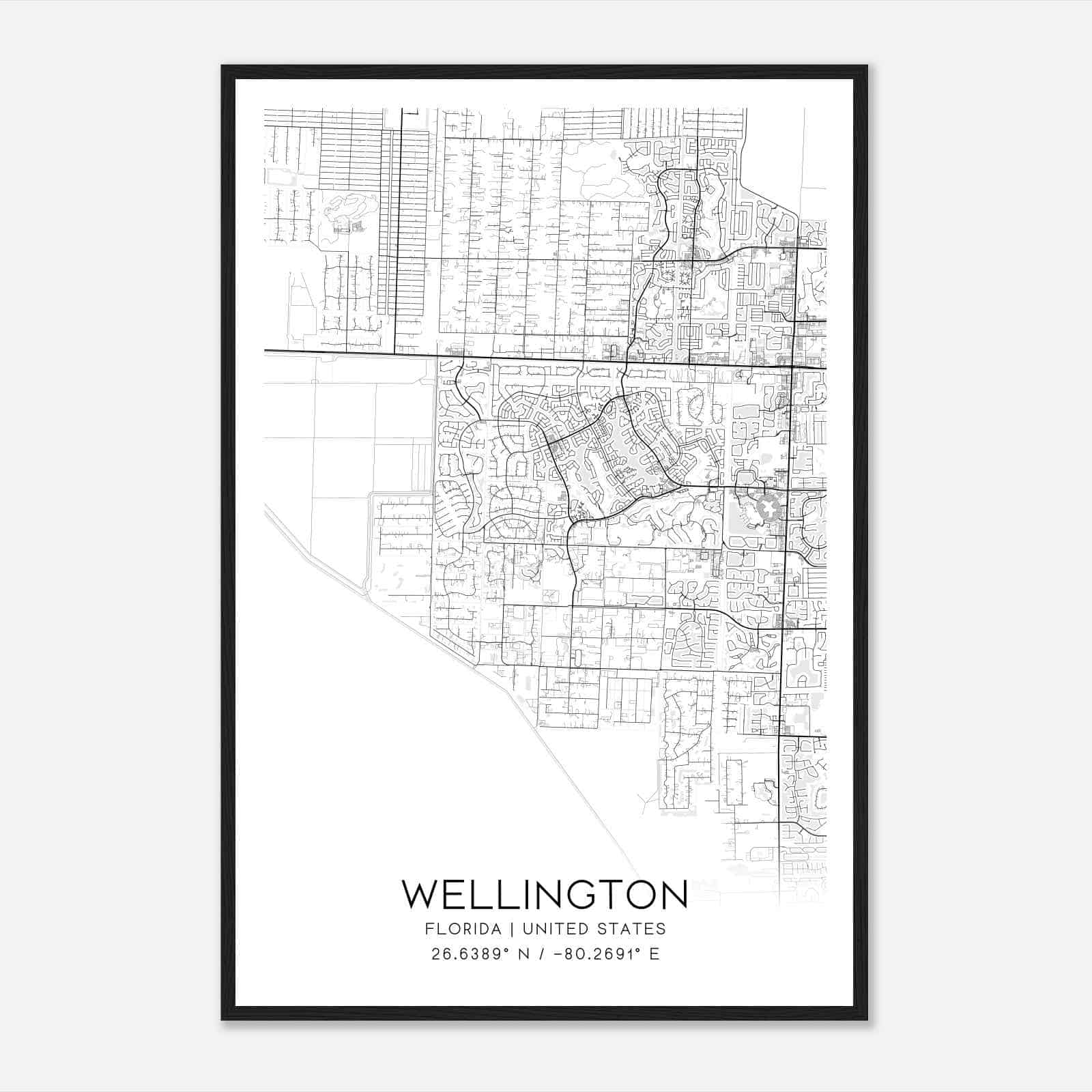 Wellington Florida Map Poster, Modern Home Decor Wall Art Print
