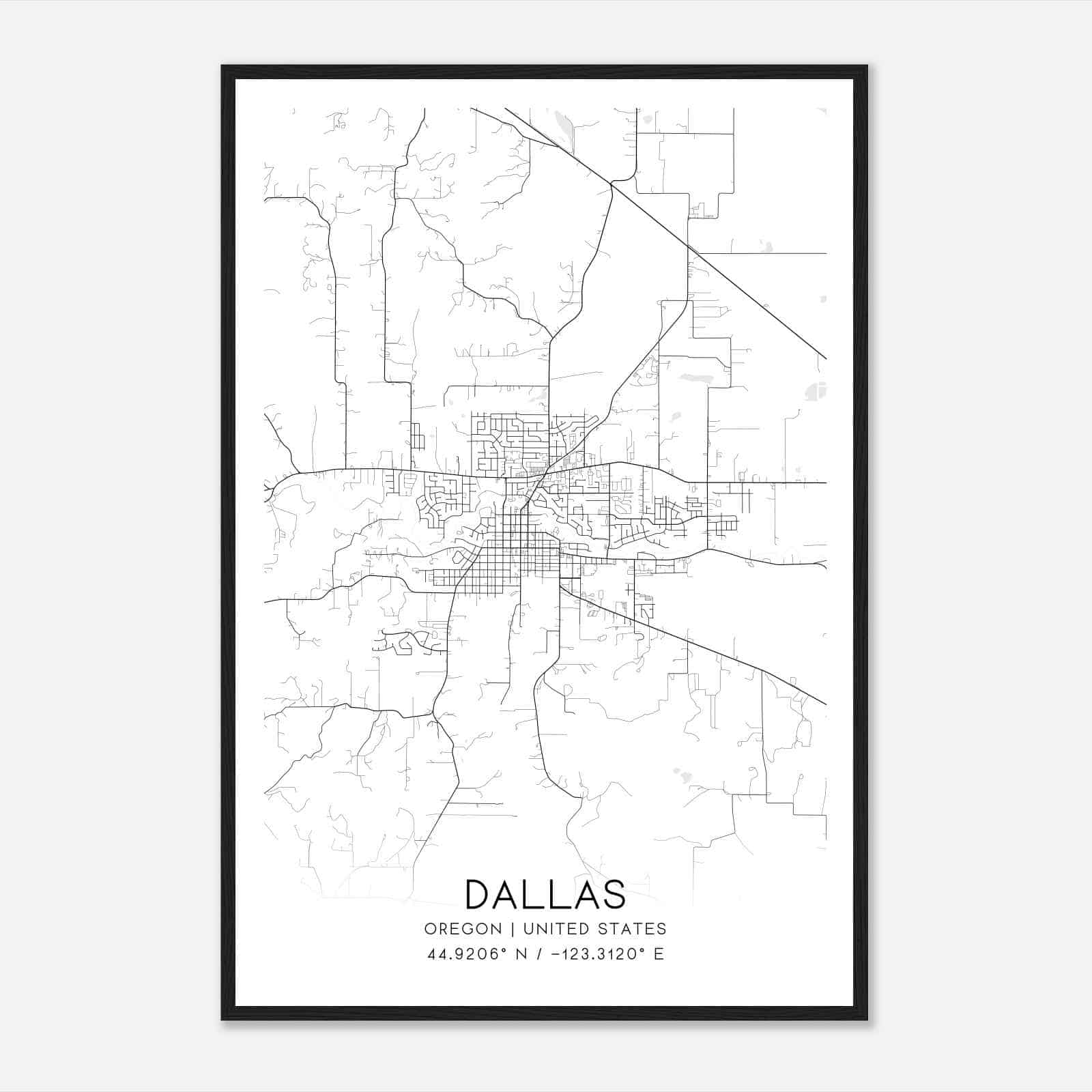 Dallas Oregon Map Poster, Modern Home Decor Wall Art Print