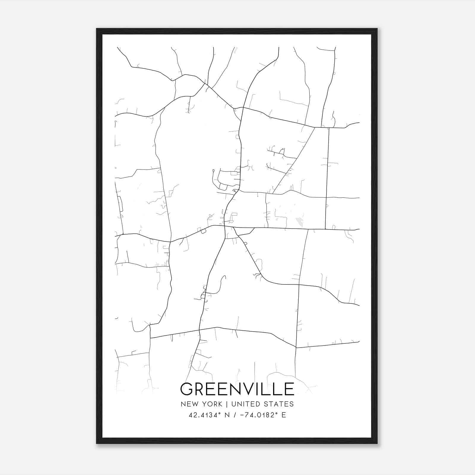 Greenville New York Map Poster, Modern Home Decor Wall Art Print