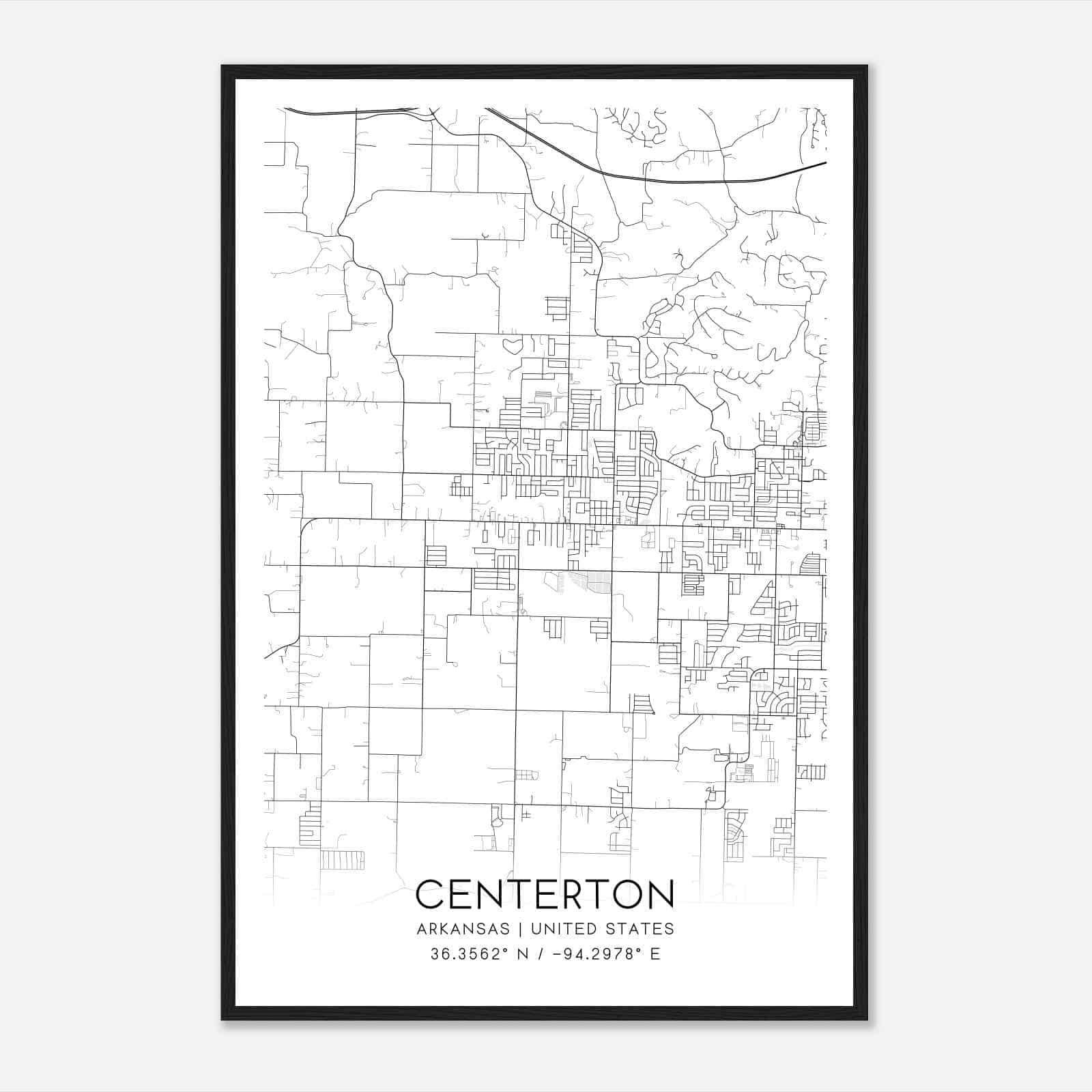 Centerton Arkansas Map Poster, Modern Home Decor Wall Art Print
