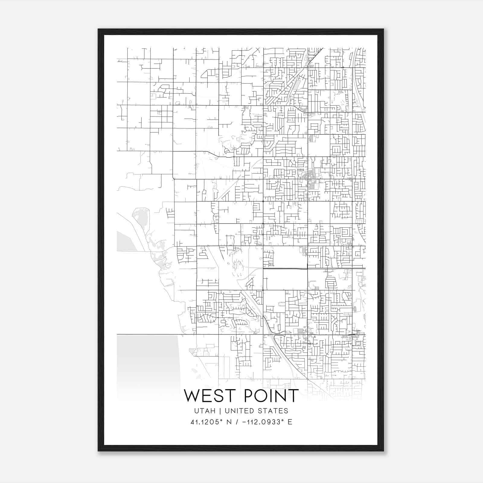 West Point Utah Map Poster, Modern Home Decor Wall Art Print