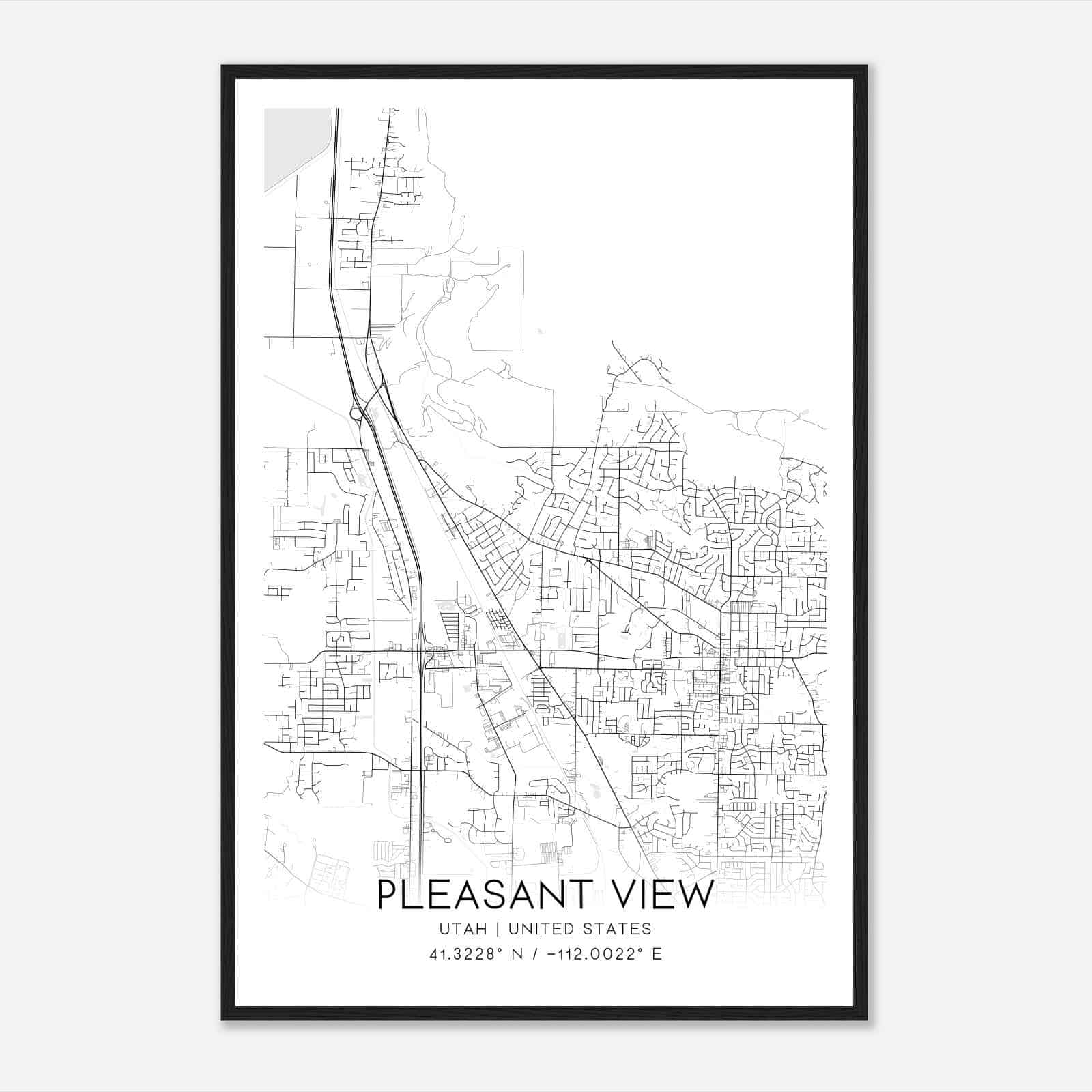 Pleasant View Utah Map Poster, Modern Home Decor Wall Art Print