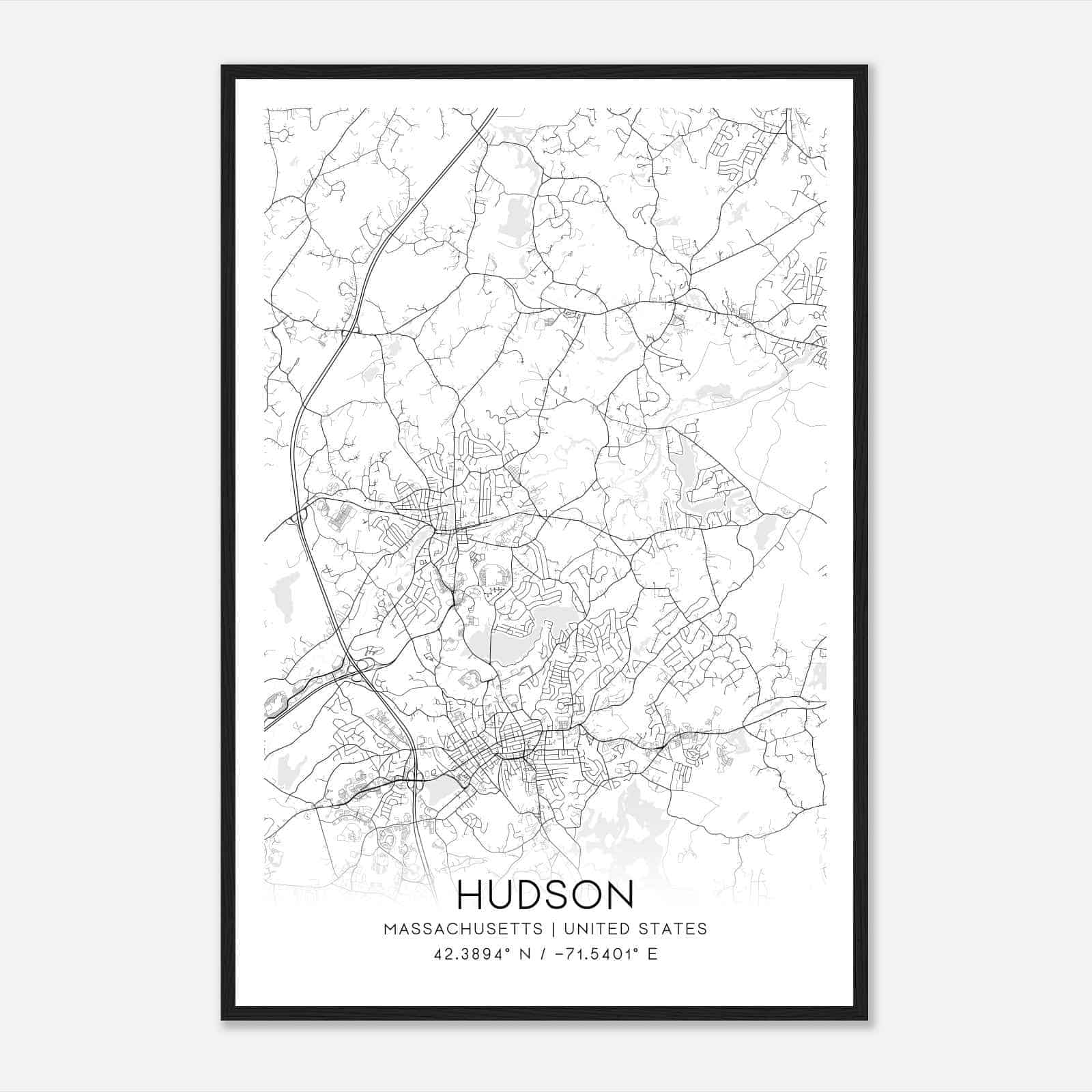 Hudson Massachusetts Map Poster, Modern Home Decor Wall Art Print Hudson Massachusetts Map Poster, Modern Home Decor Wall Art Print