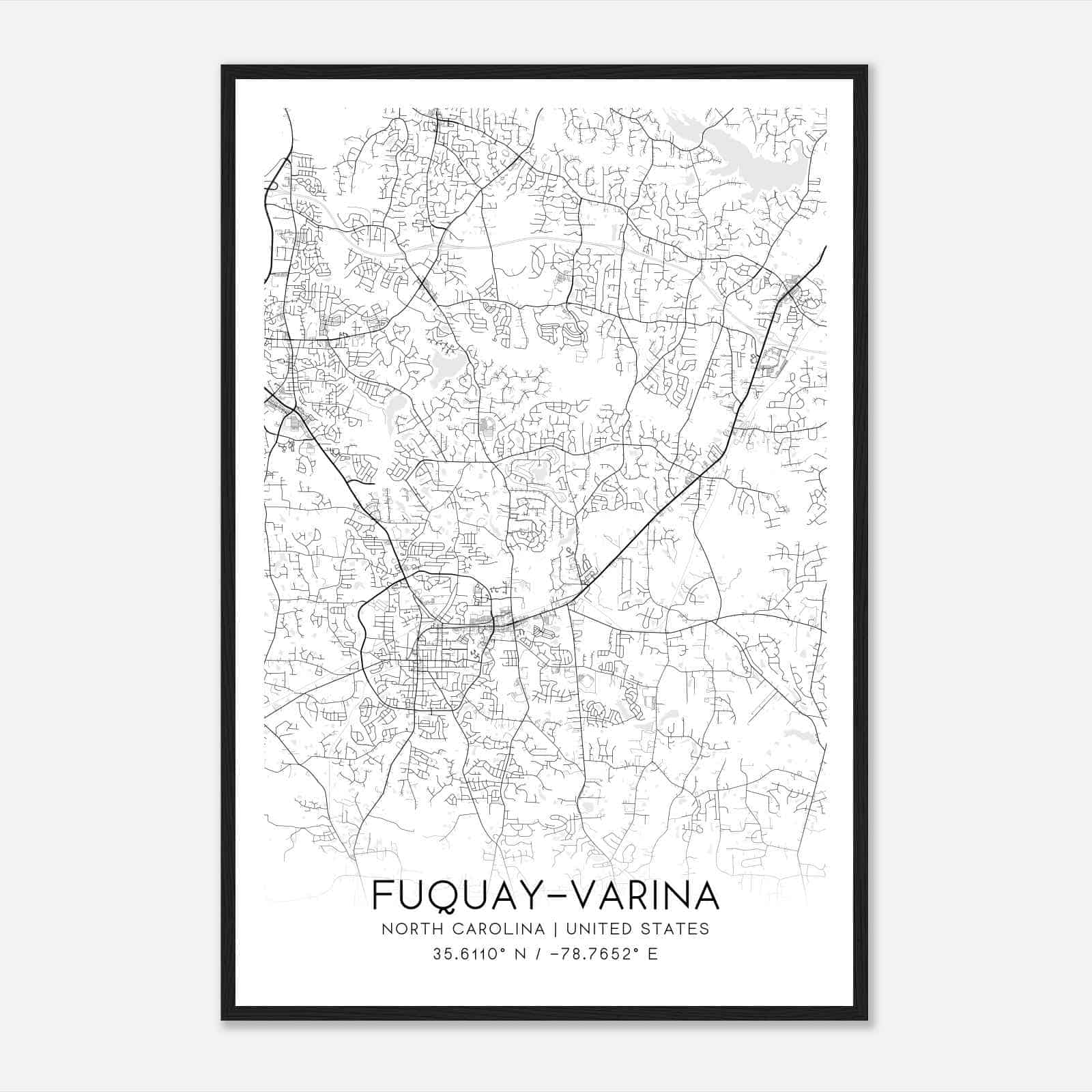 Fuquay-Varina North Carolina Map Poster, Modern Home Decor Wall Art Print