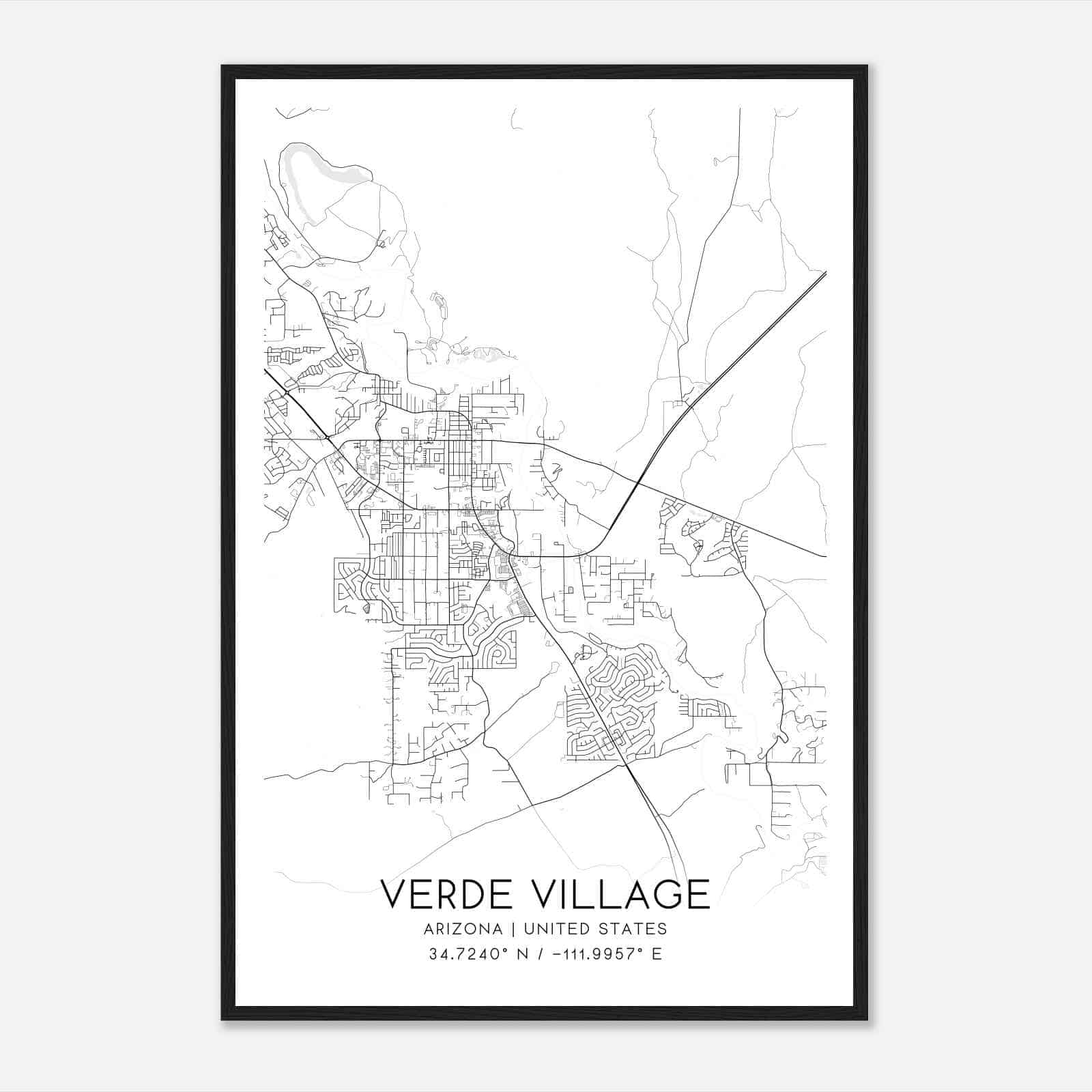 Verde Village Arizona Map Poster, Modern Home Decor Wall Art Print