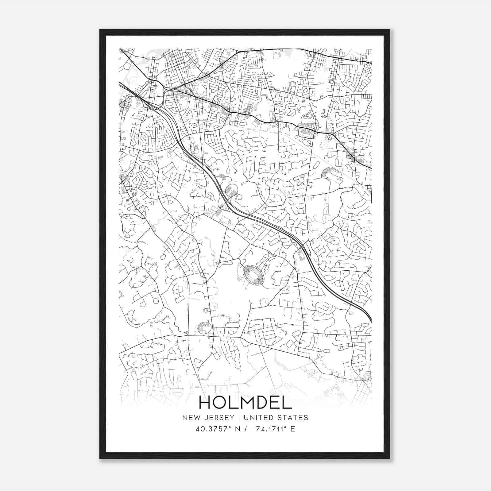 Holmdel New Jersey Map Poster, Modern Home Decor Wall Art Print