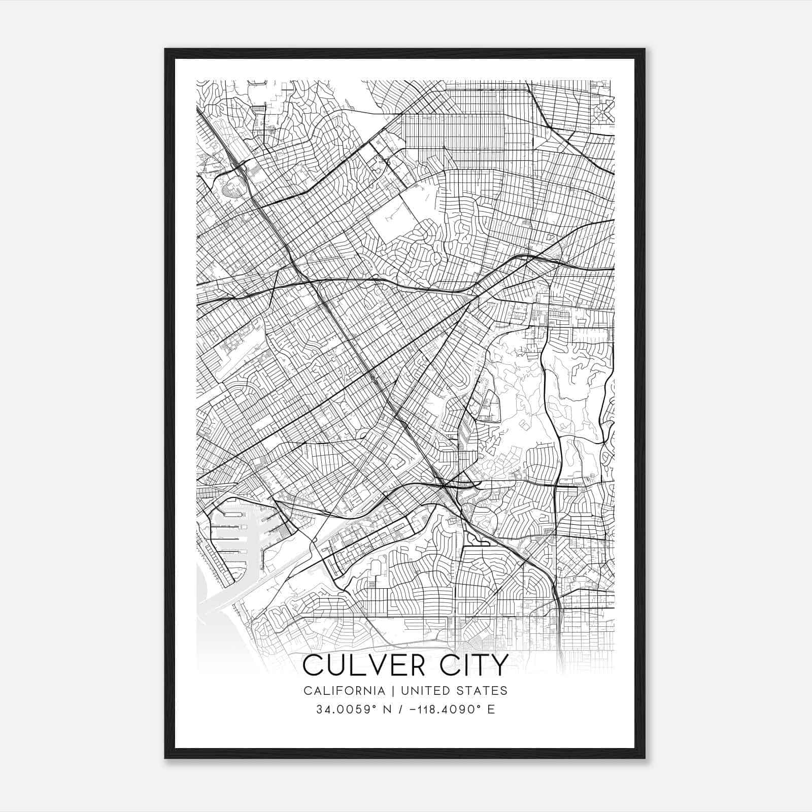 Culver City California Map Poster, Modern Home Decor Wall Art Print