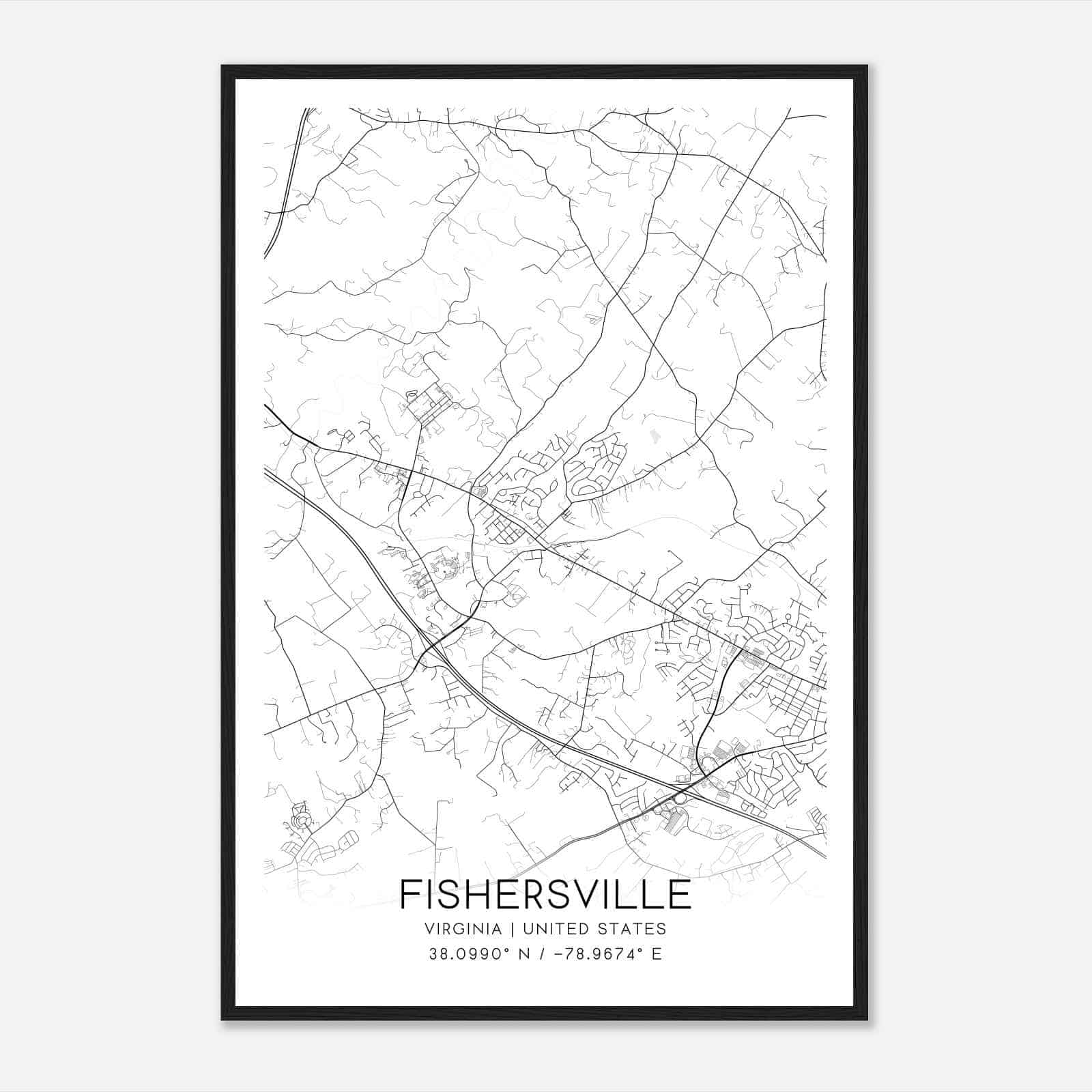 Fishersville Virginia Map Poster, Modern Home Decor Wall Art Print Fishersville Virginia Map Poster, Modern Home Decor Wall Art Print