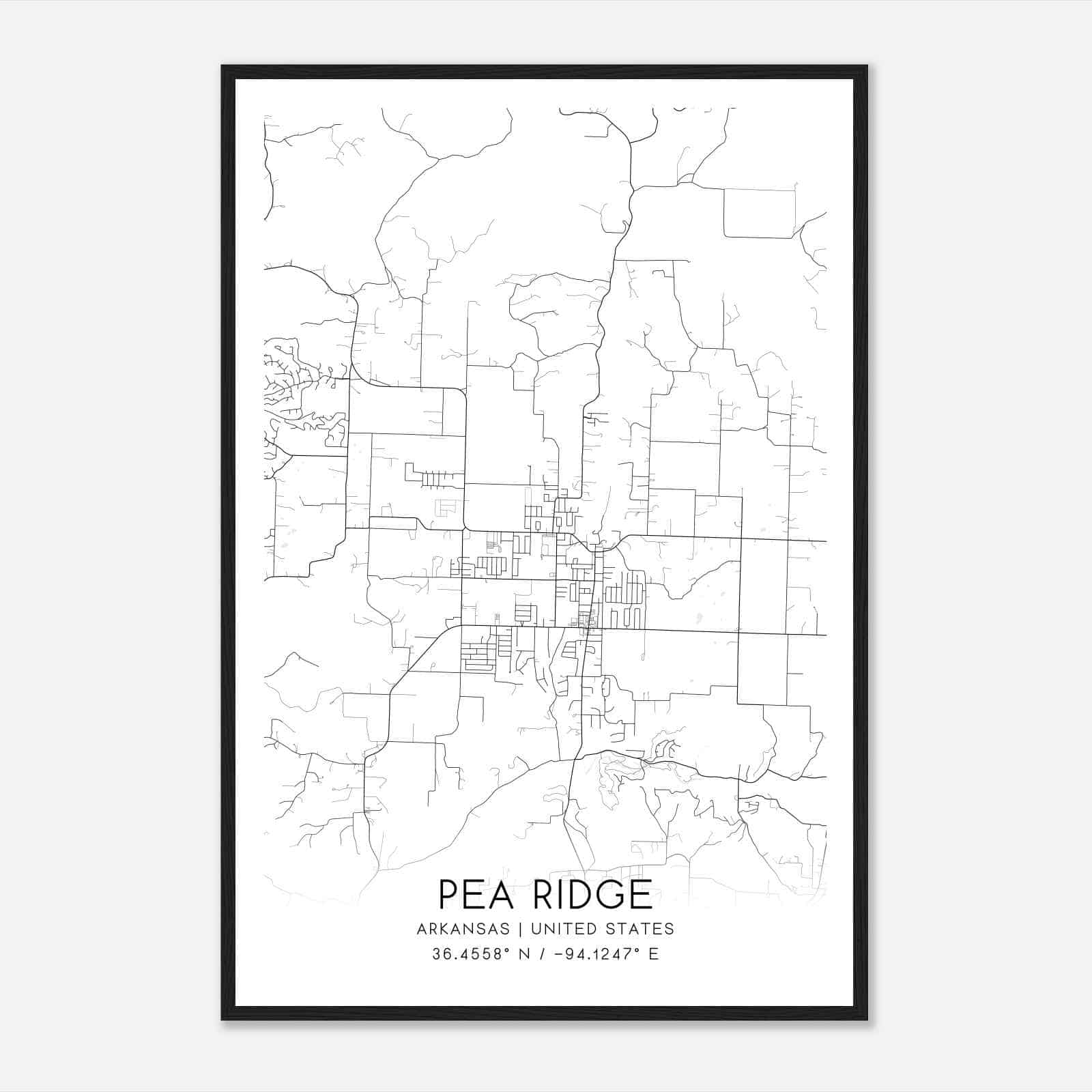 Pea Ridge Arkansas Map Poster, Modern Home Decor Wall Art Print