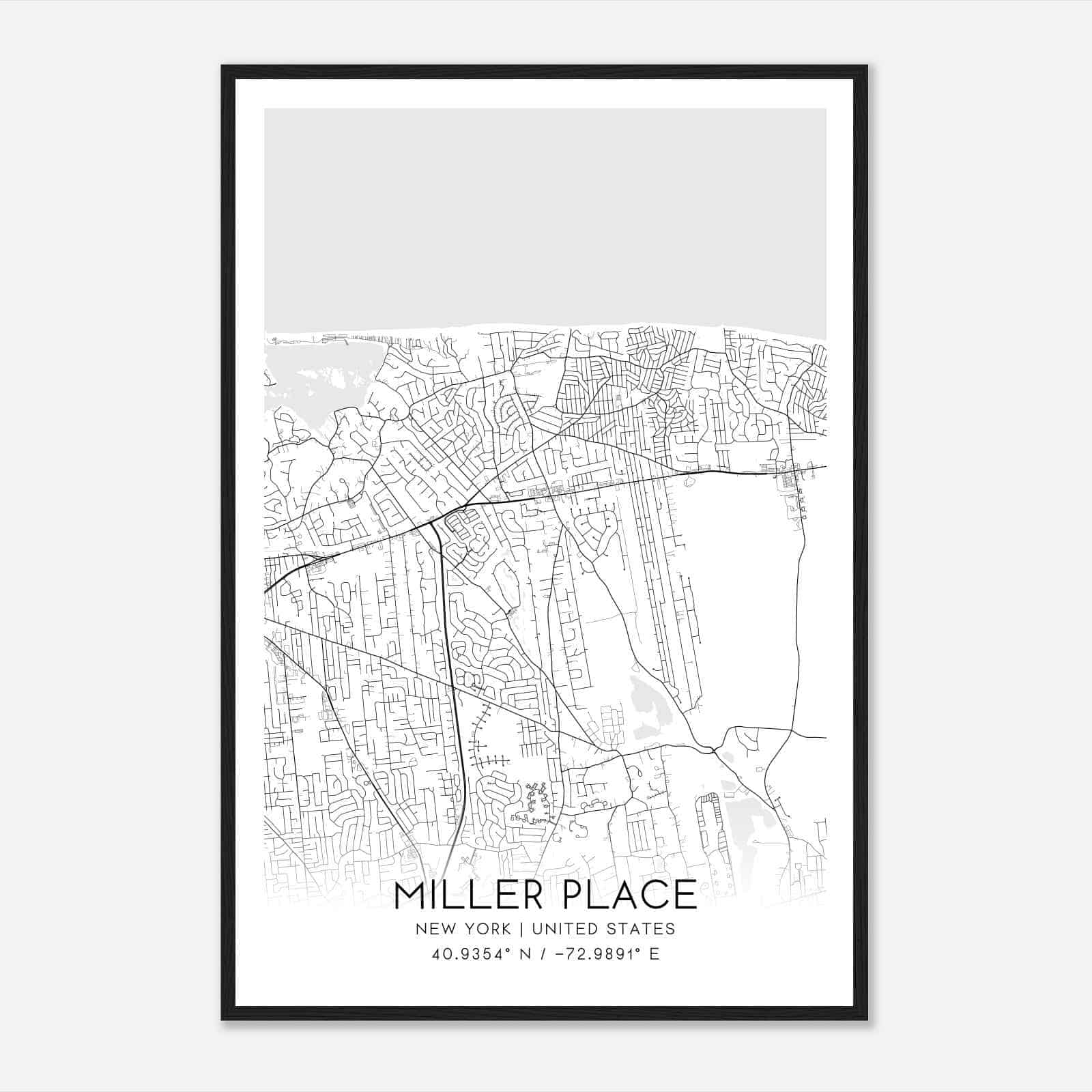 Miller Place New York Map Poster, Modern Home Decor Wall Art Print