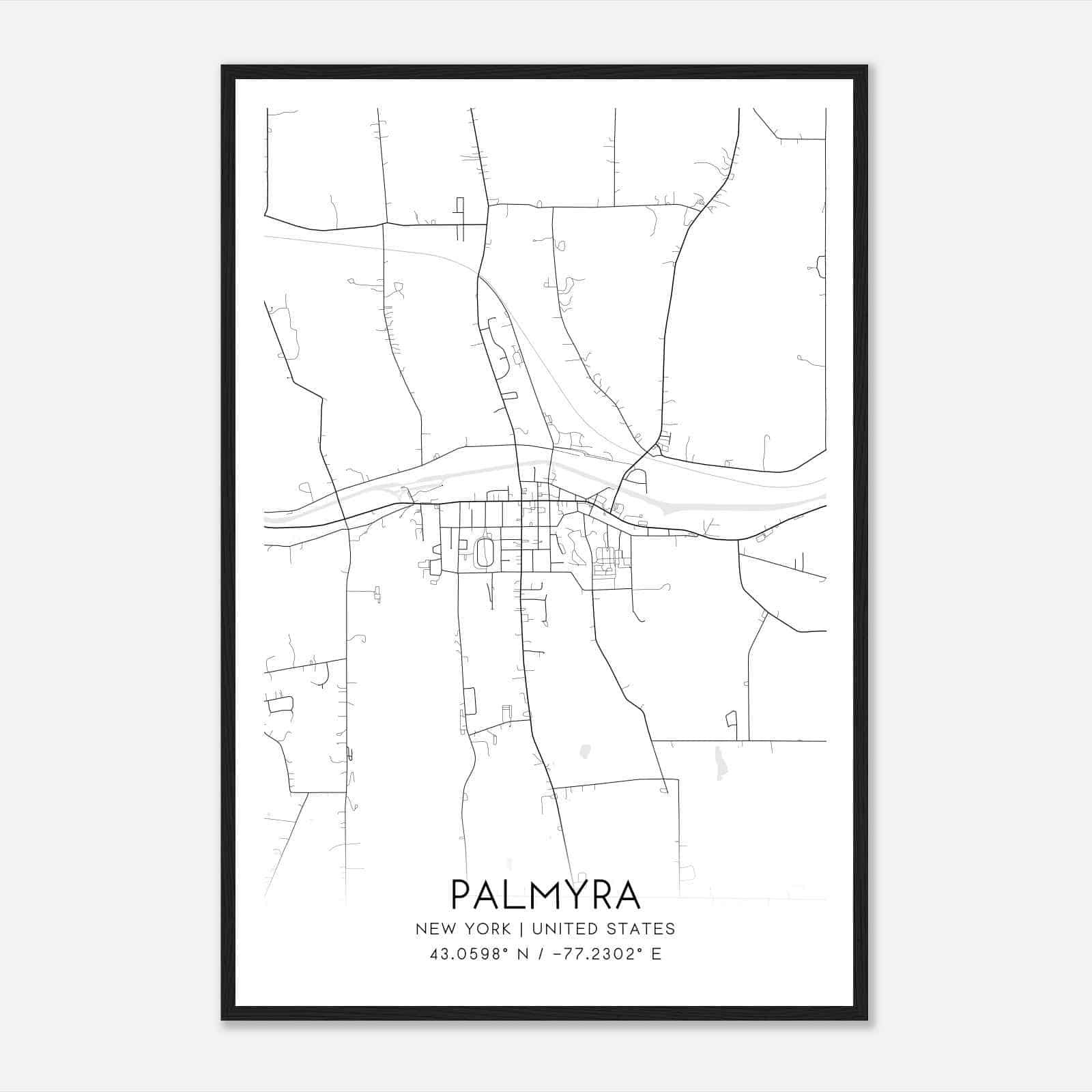 Palmyra New York Map Poster, Modern Home Decor Wall Art Print Palmyra New York Map Poster, Modern Home Decor Wall Art Print