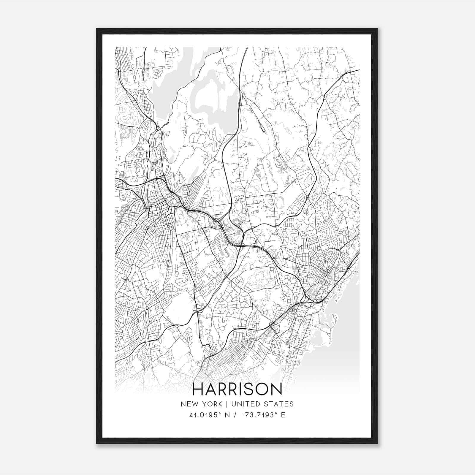 Harrison New York Map Poster, Modern Home Decor Wall Art Print