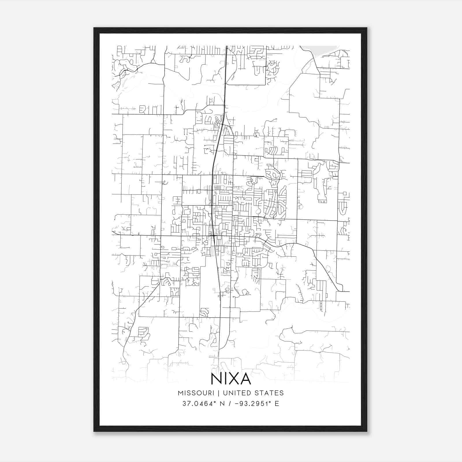 Nixa Missouri Map Poster, Modern Home Decor Wall Art Print