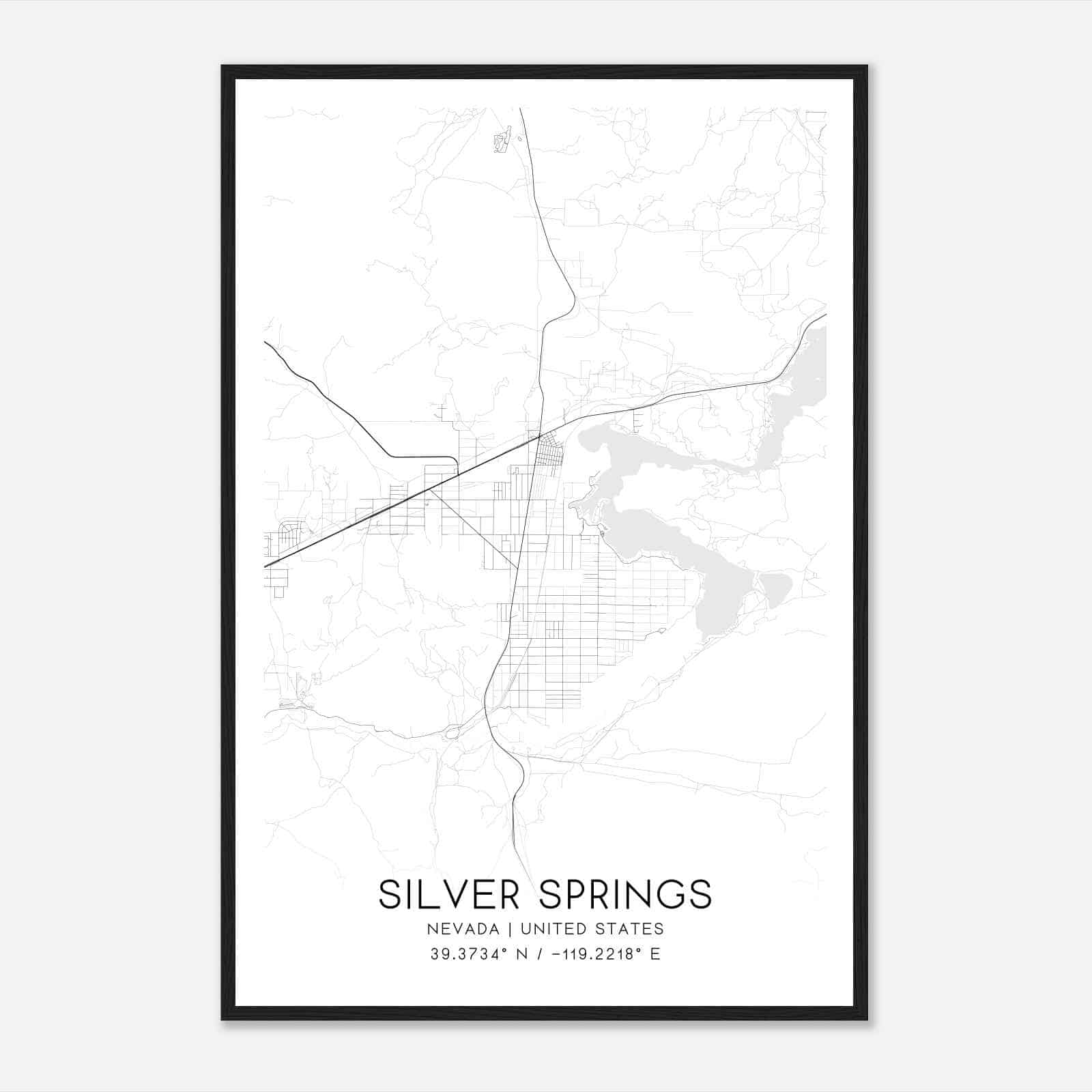 Silver Springs Nevada Map Poster, Modern Home Decor Wall Art Print