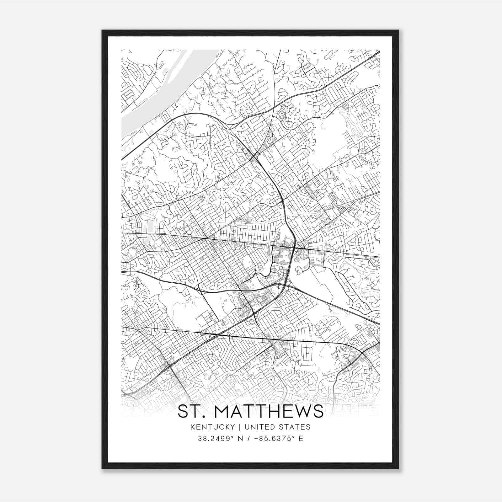 St. Matthews Kentucky Map Poster, Modern Home Decor Wall Art Print