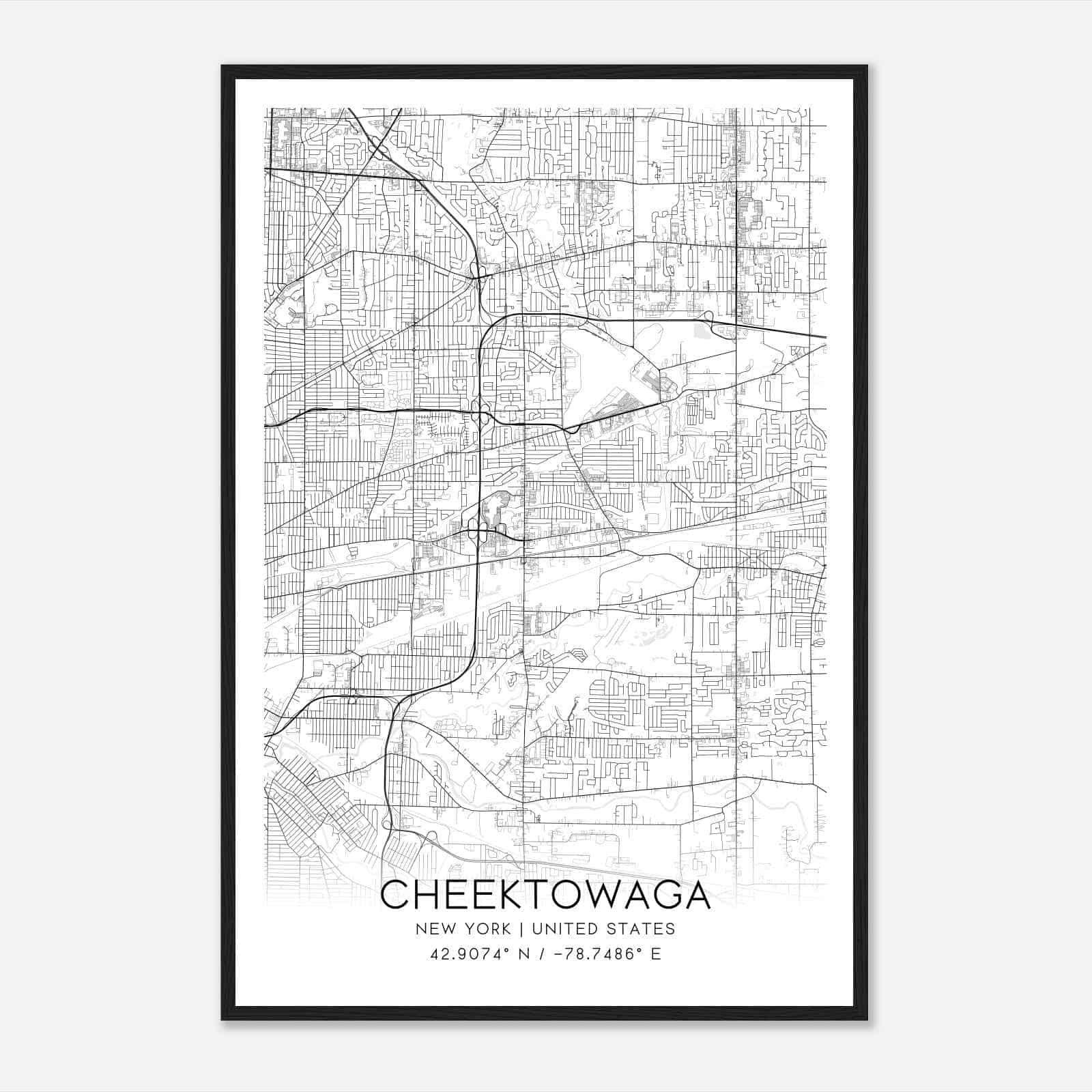 Cheektowaga New York Map Poster, Modern Home Decor Wall Art Print