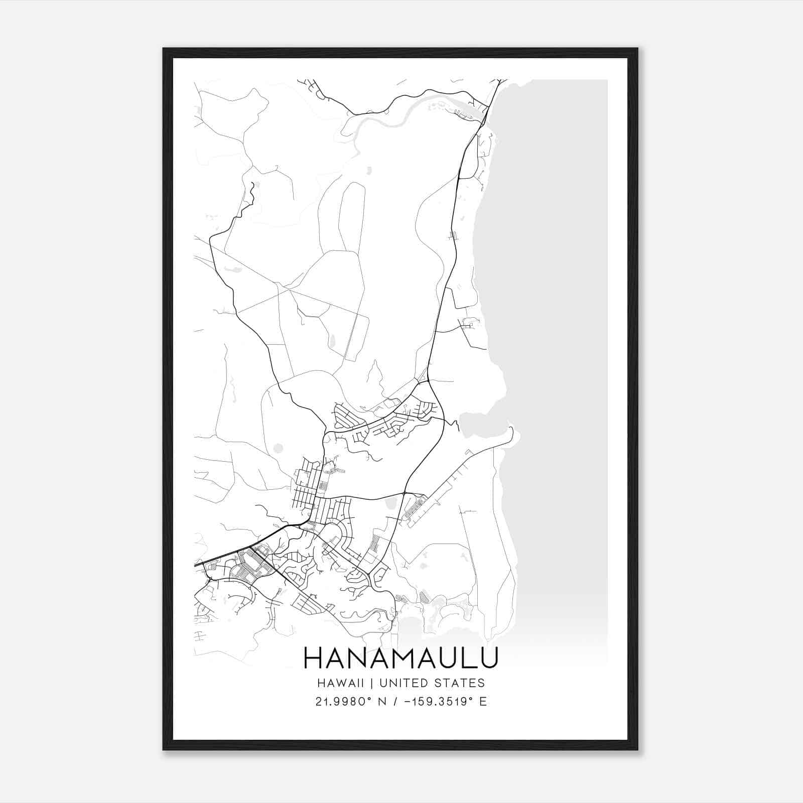 Hanamaulu Hawaii Map Poster, Modern Home Decor Wall Art Print Hanamaulu Hawaii Map Poster, Modern Home Decor Wall Art Print