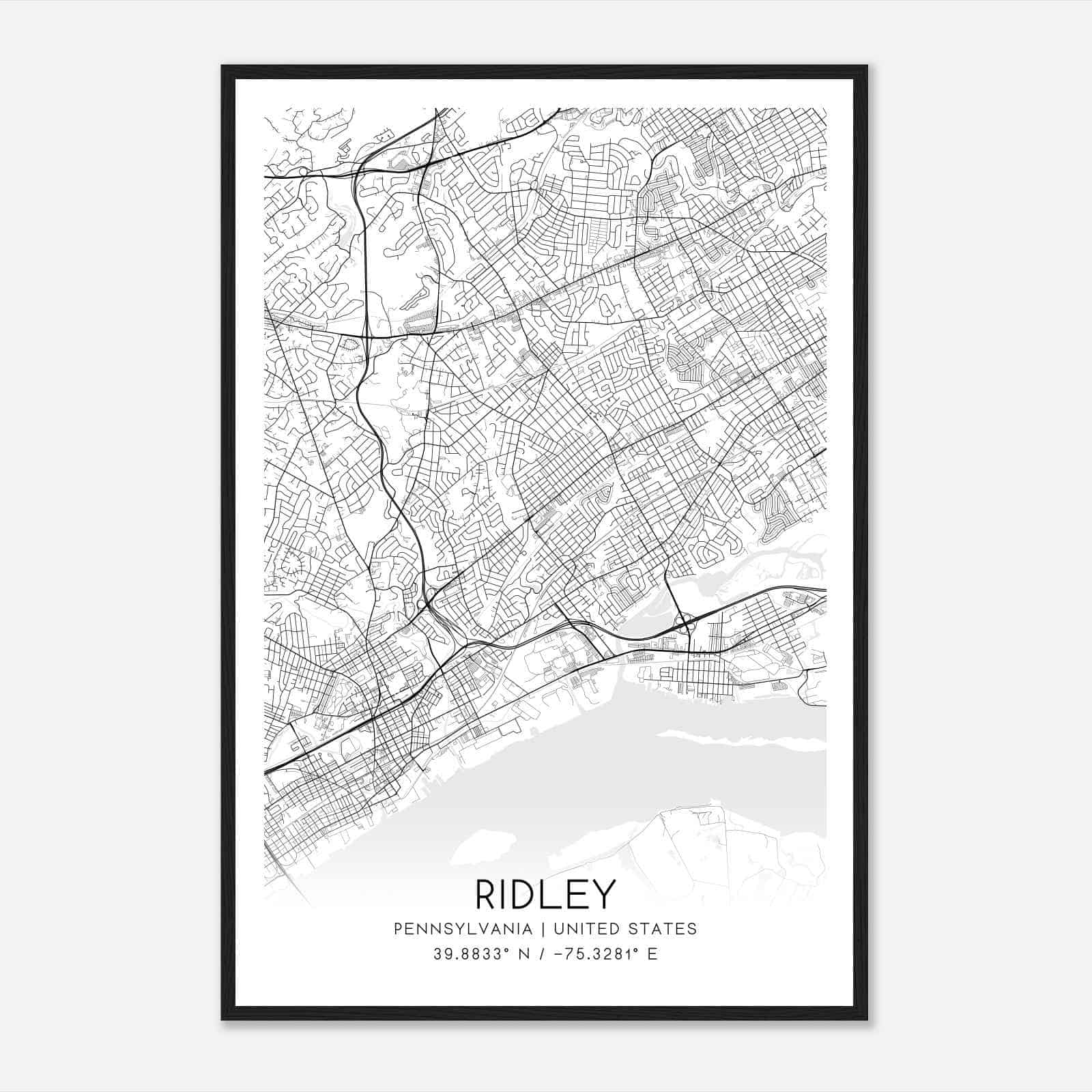 Ridley Pennsylvania Map Poster, Modern Home Decor Wall Art Print Ridley Pennsylvania Map Poster, Modern Home Decor Wall Art Print