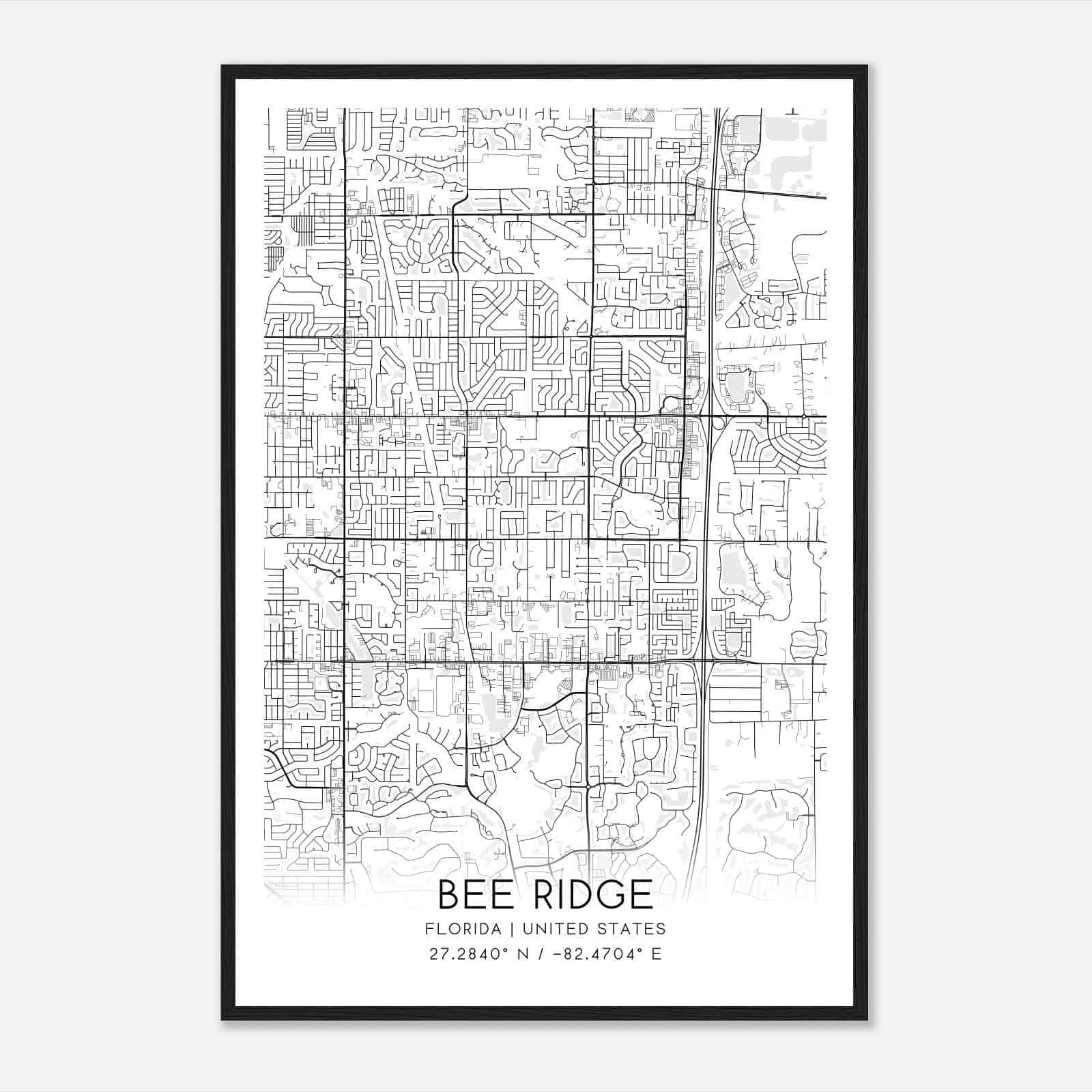 Bee Ridge Florida Map Poster, Modern Home Decor Wall Art Print