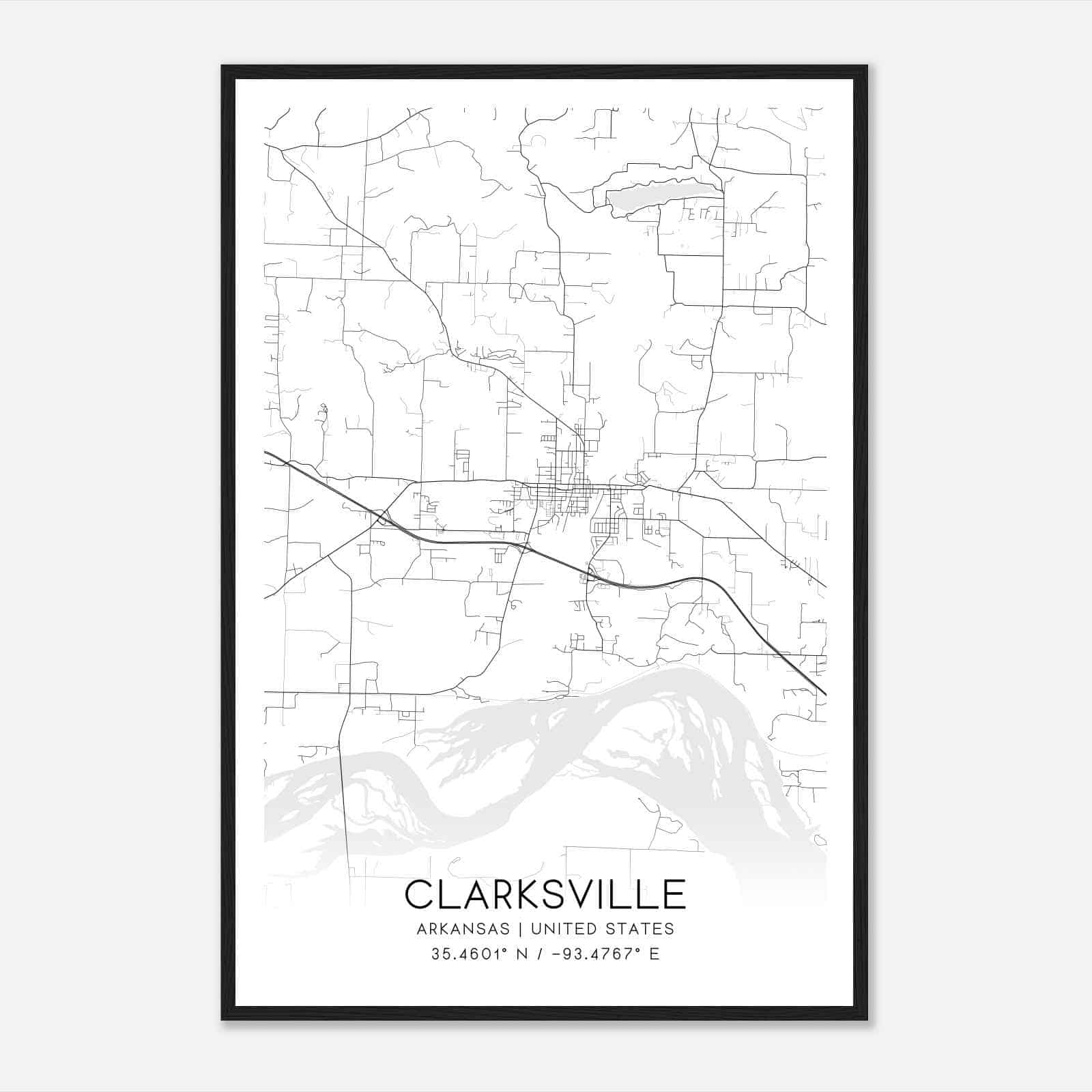 Clarksville Arkansas Map Poster, Modern Home Decor Wall Art Print