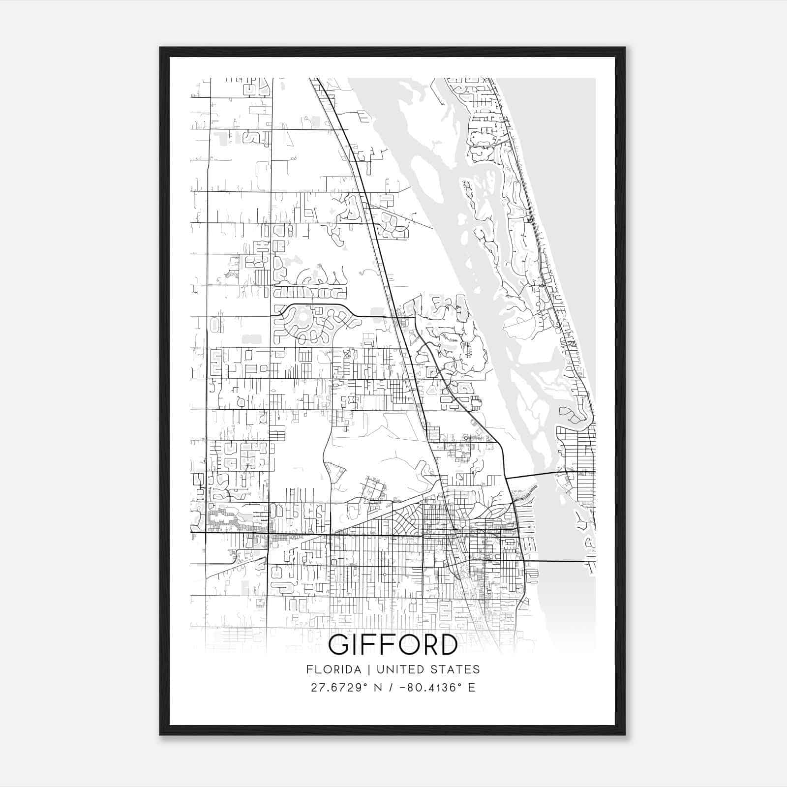 Gifford Florida Map Poster Modern - 723702fbf7bfb8464ab877946c4c6c36