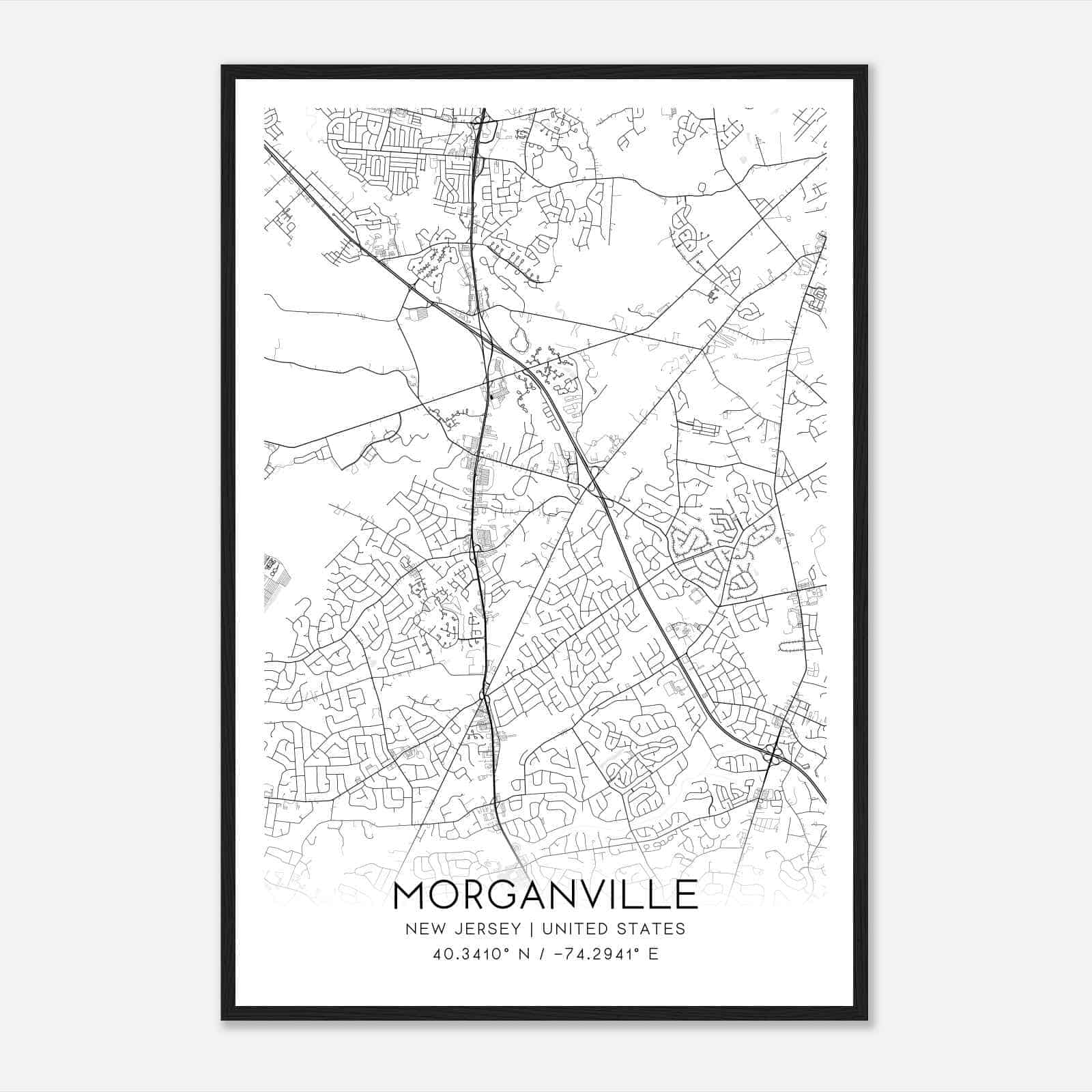 Morganville New Jersey Map Poster, Modern Home Decor Wall Art Print