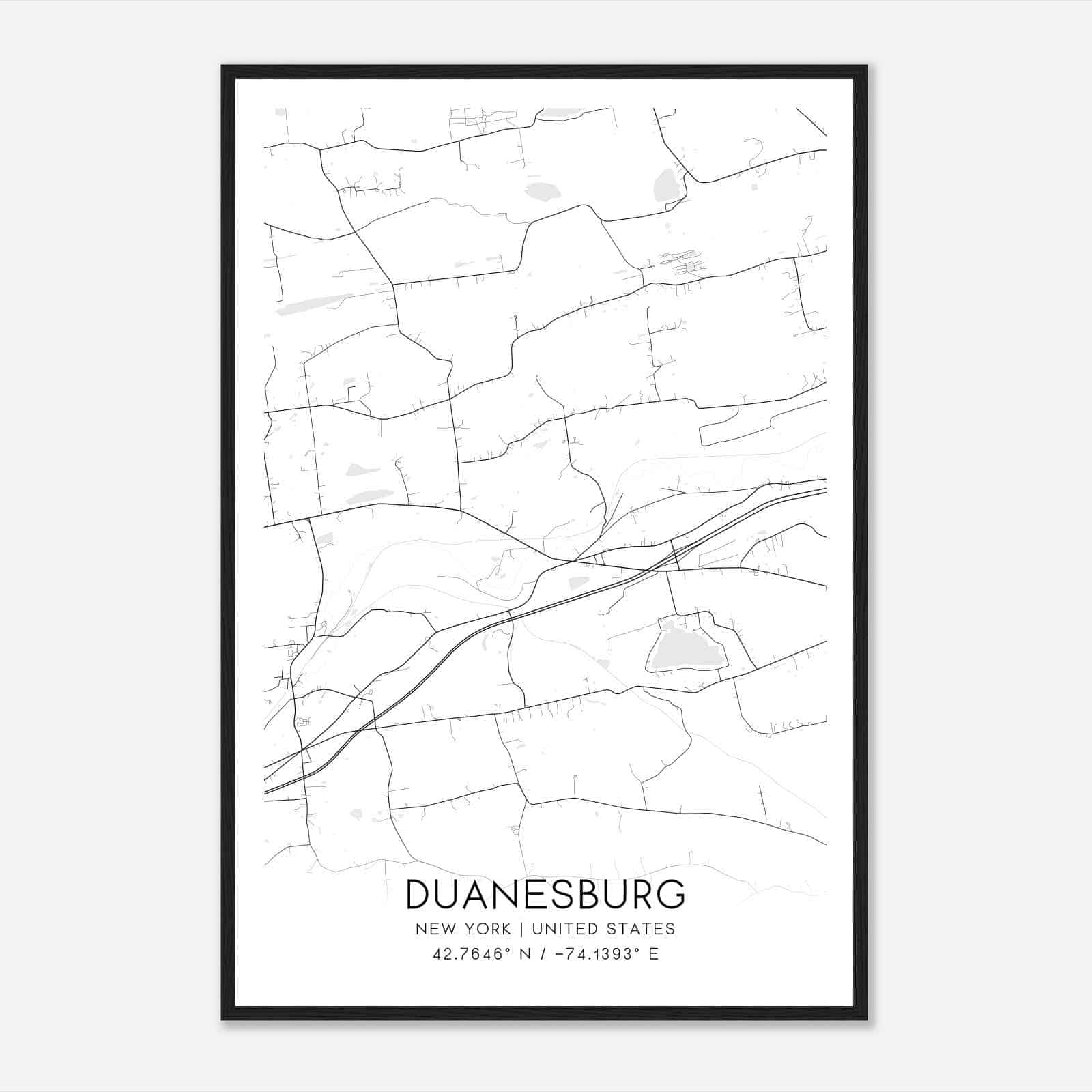 Duanesburg New York Map Poster, Modern Home Decor Wall Art Print