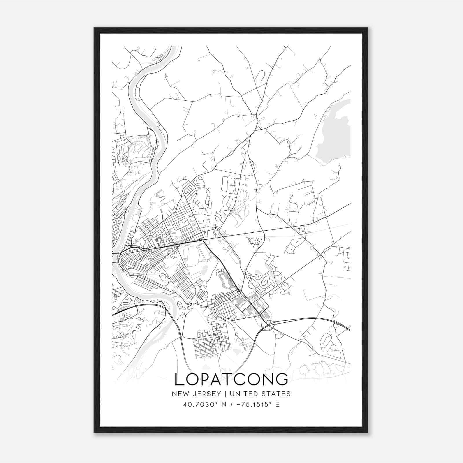 Lopatcong New Jersey Map Poster, Modern Home Decor Wall Art Print