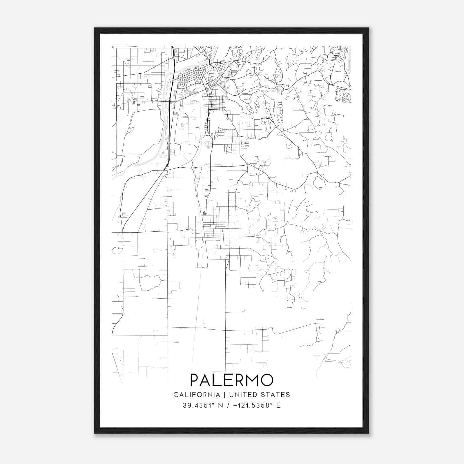 Palermo California Map Poster, Modern Home Decor Wall Art Print Palermo California Map Poster, Modern Home Decor Wall Art Print