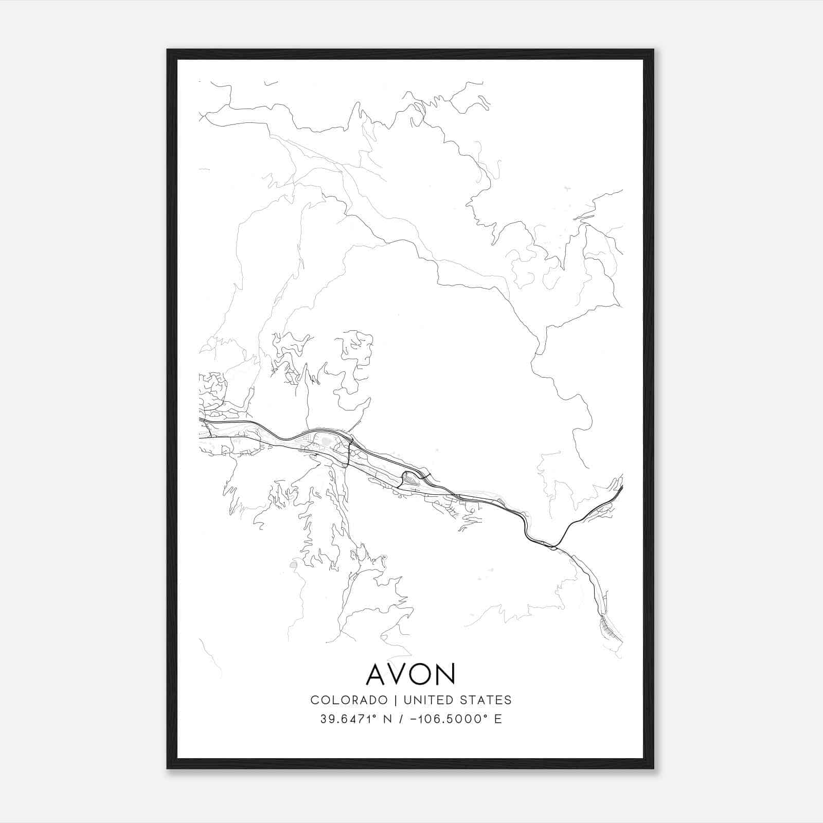 Avon Colorado Map Poster, Modern Home Decor Wall Art Print Custom