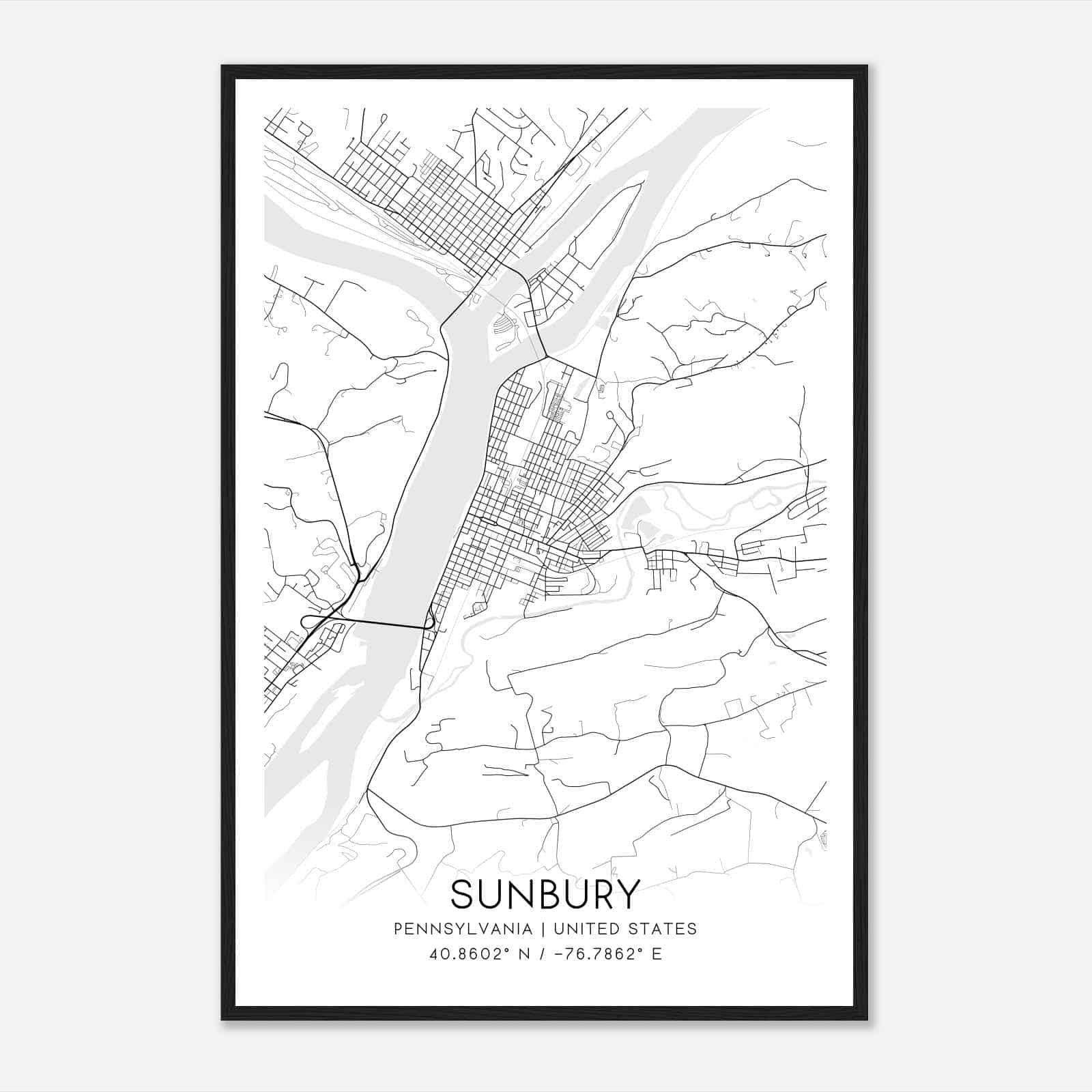 Sunbury Pennsylvania Map Poster, Modern Home Decor Wall Art Print Sunbury Pennsylvania Map Poster, Modern Home Decor Wall Art Print