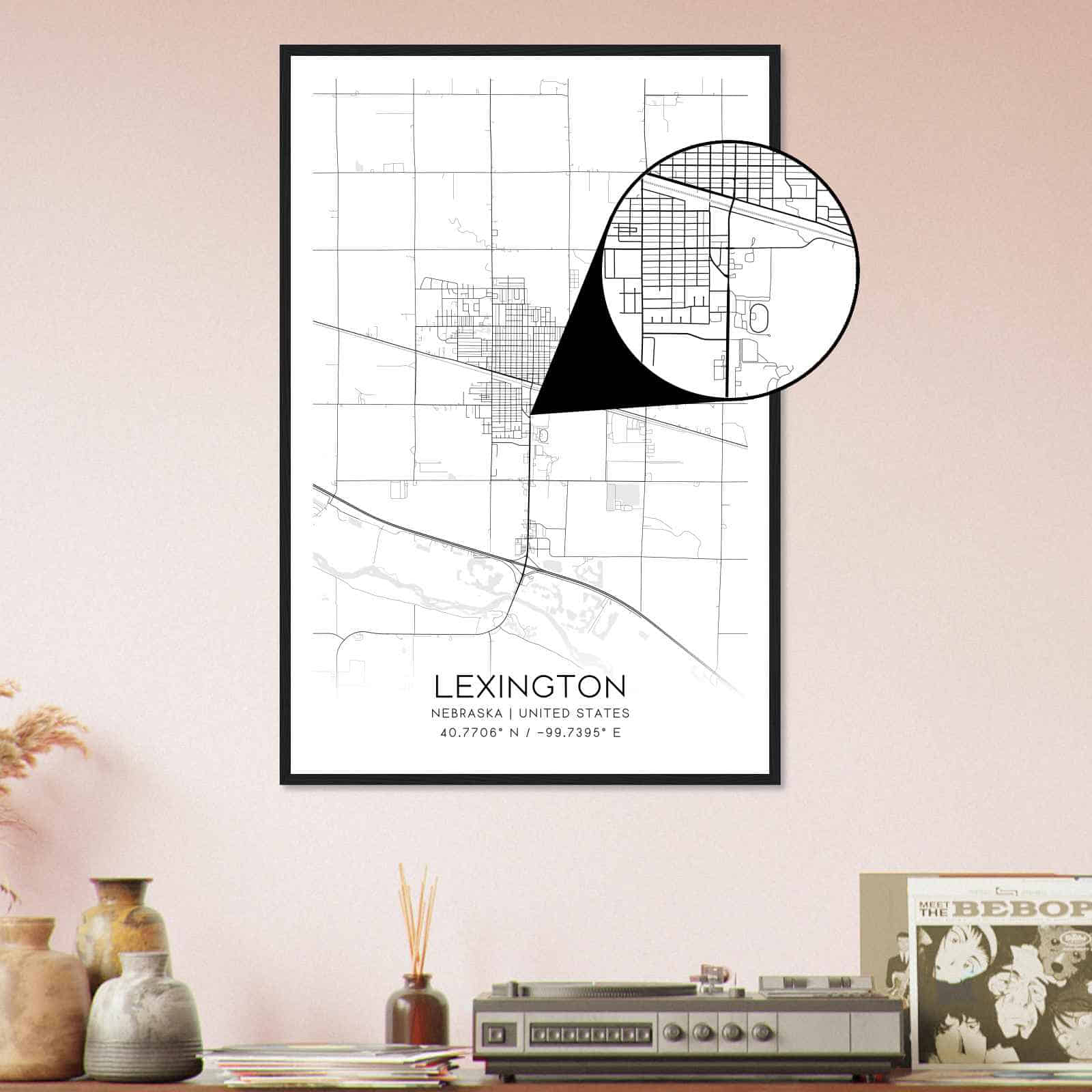 Deerfield Kansas Map Poster, Modern Home Decor Wall Art Print (Copy)