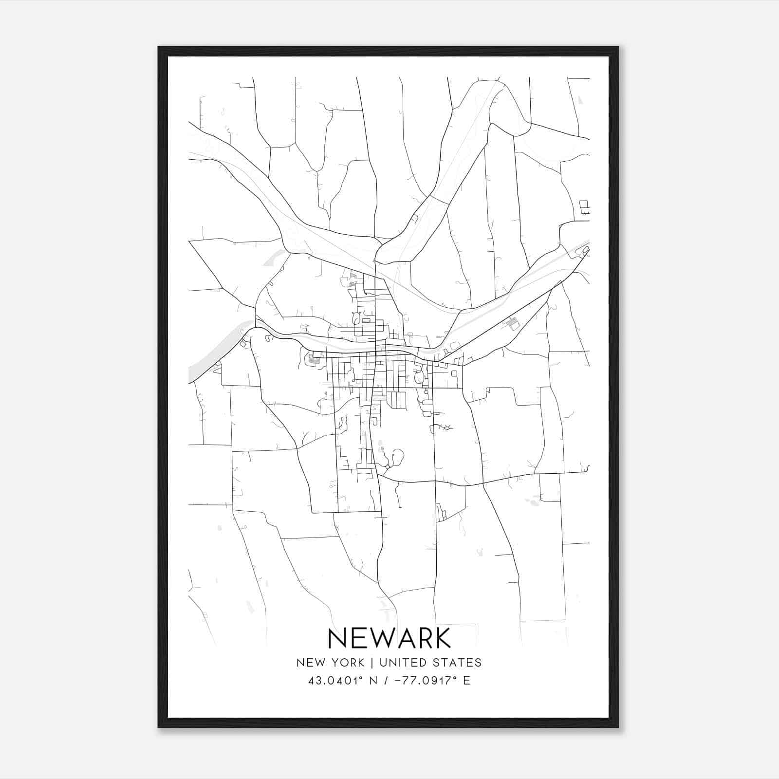 Newark New York Map Poster, Modern Home Decor Wall Art Print Newark New York Map Poster, Modern Home Decor Wall Art Print