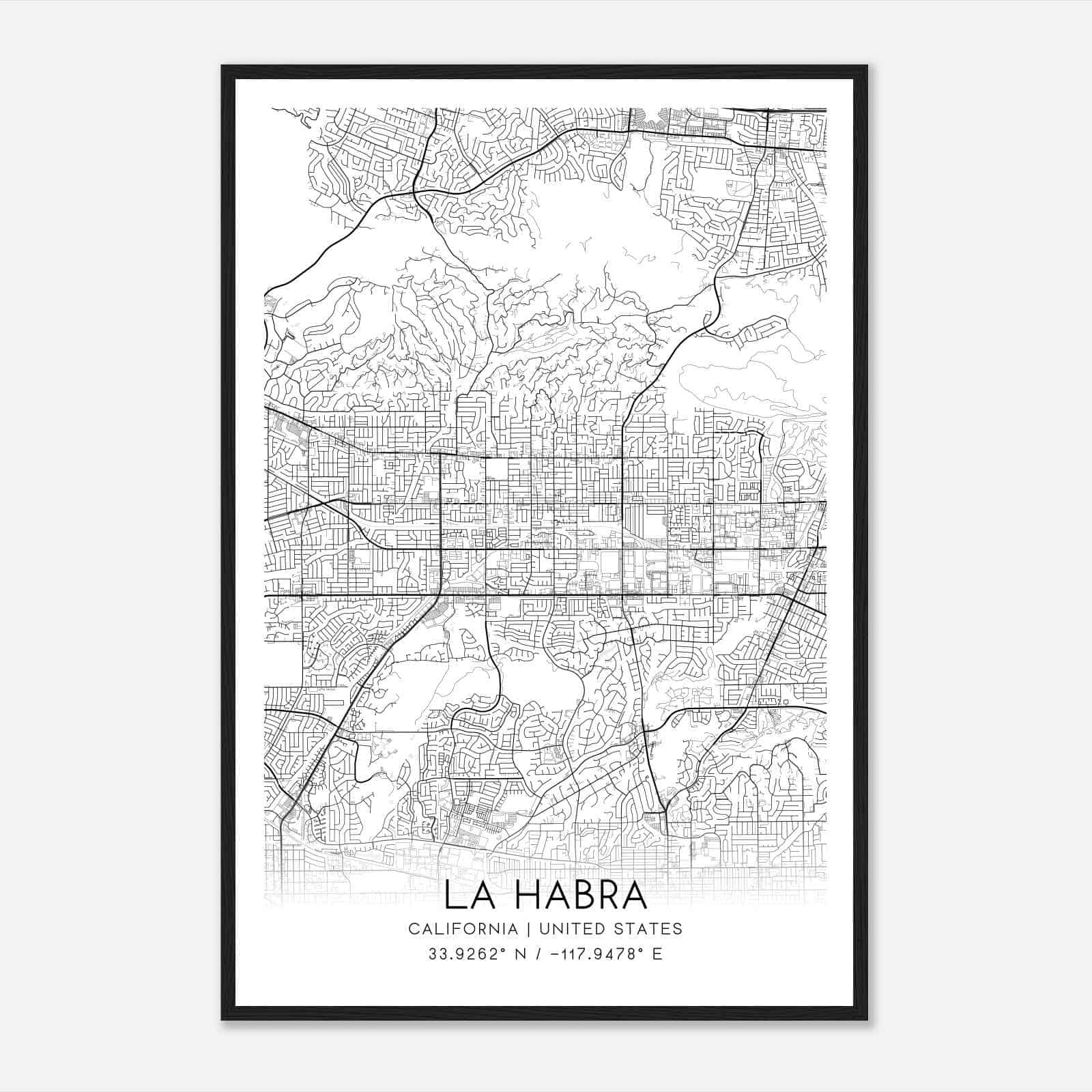 La Habra California Map Poster, Modern Home Decor Wall Art Print La Habra California Map Poster, Modern Home Decor Wall Art Print