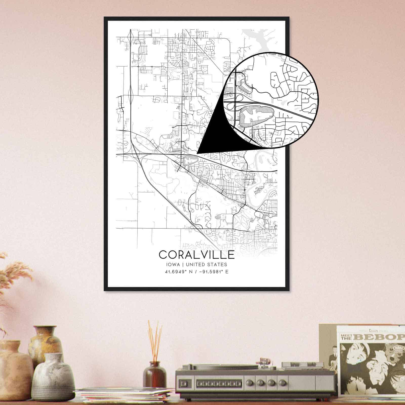Deerfield Kansas Map Poster, Modern Home Decor Wall Art Print (Copy)