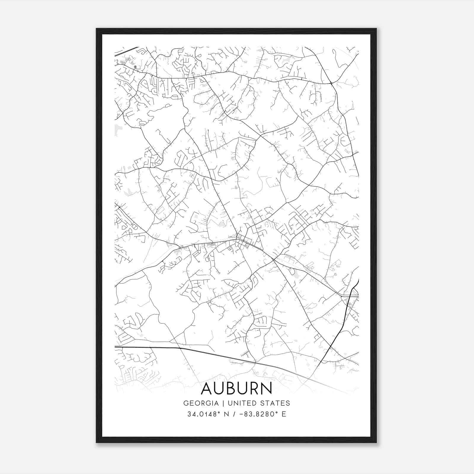 Auburn Georgia Map Poster, Modern Home Decor Wall Art Print Auburn Georgia Map Poster, Modern Home Decor Wall Art Print