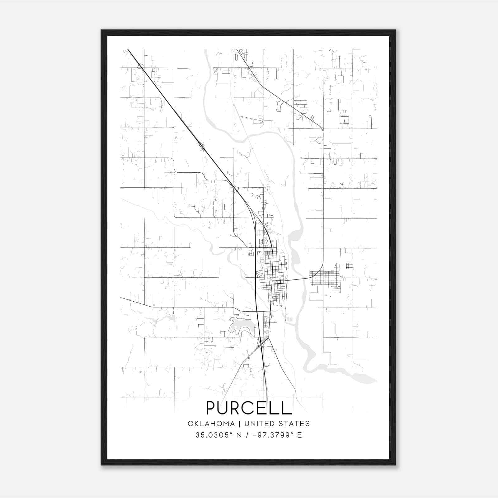 Purcell Oklahoma Map Poster, Modern Home Decor Wall Art Print Purcell Oklahoma Map Poster, Modern Home Decor Wall Art Print