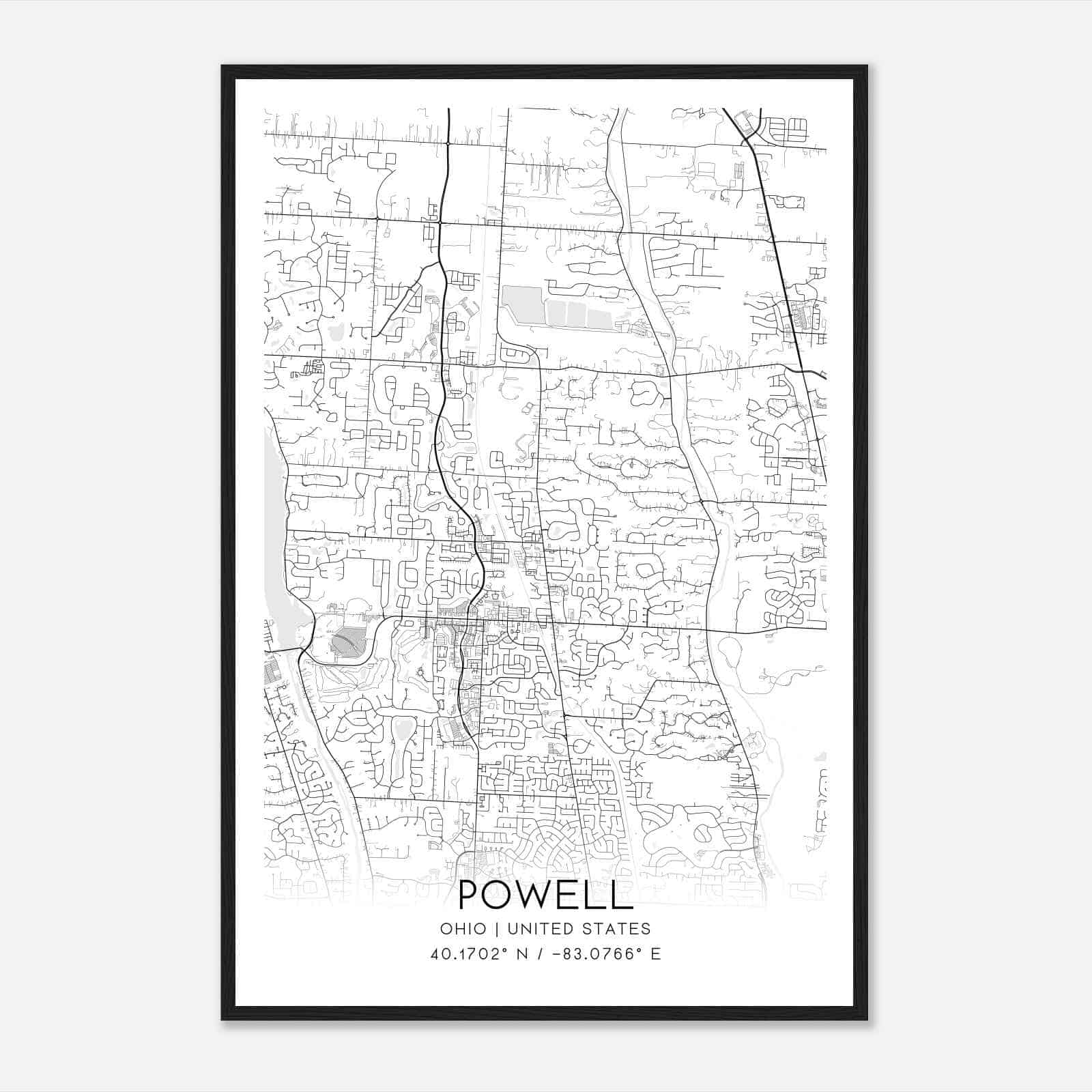 Powell Ohio Map Poster, Modern Home Decor Wall Art Print Powell Ohio Map Poster, Modern Home Decor Wall Art Print