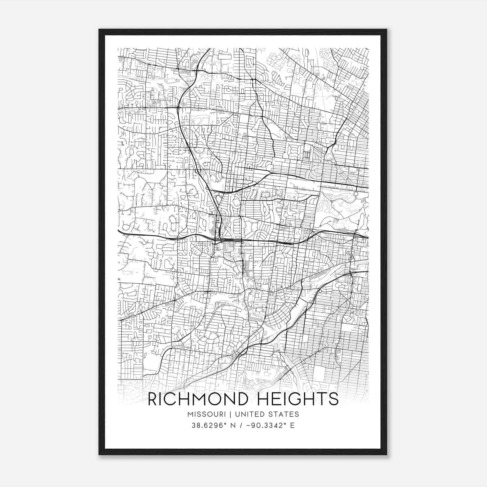 Richmond Heights Missouri Map Poster, Modern Home Decor Wall Art Print