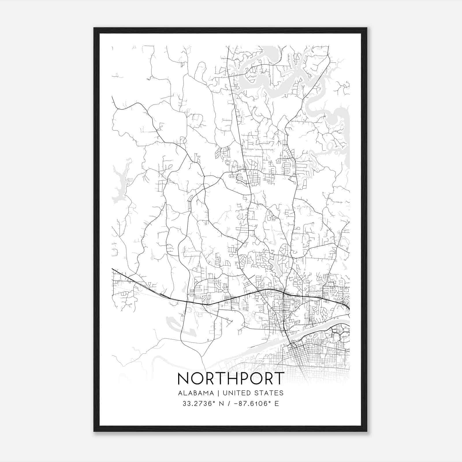 Northport Alabama Map Poster, Modern Home Decor Wall Art Print