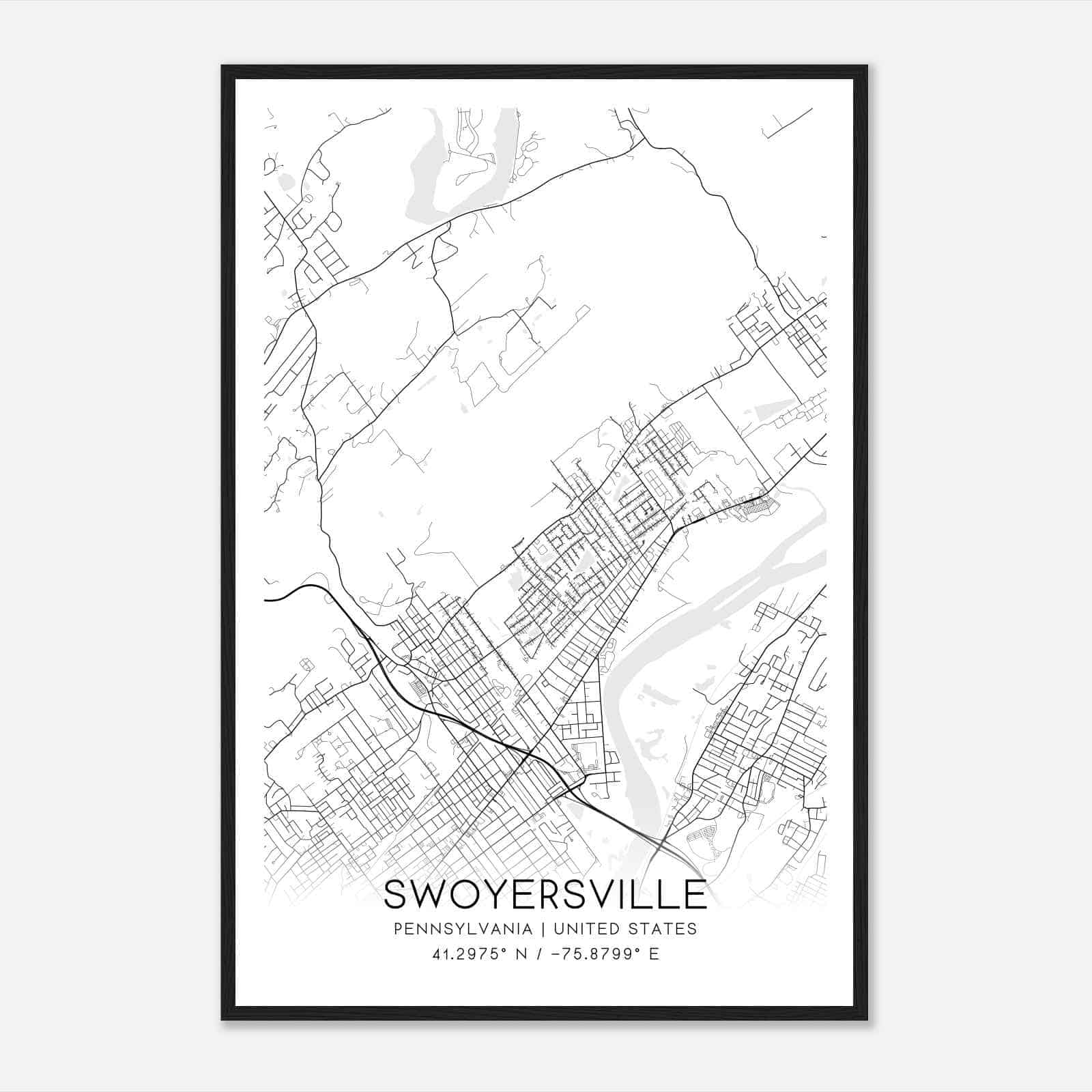 Swoyersville Pennsylvania Map Poster, Modern Home Decor Wall Art Print Swoyersville Pennsylvania Map Poster, Modern Home Decor Wall Art Print