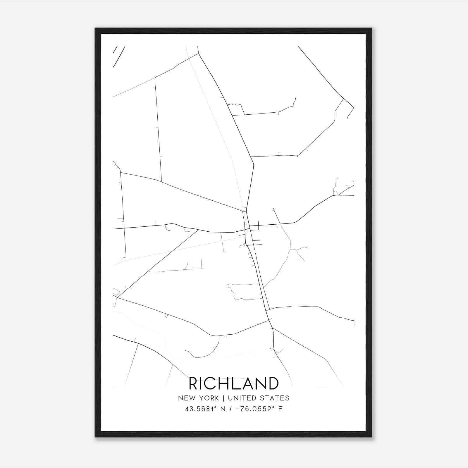 Richland New York Map Poster, Modern Home Decor Wall Art Print Richland New York Map Poster, Modern Home Decor Wall Art Print