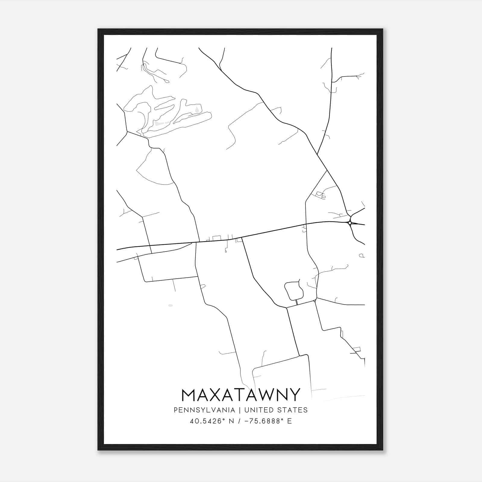 Maxatawny Pennsylvania Map Poster, Modern Home Decor Wall Art Print