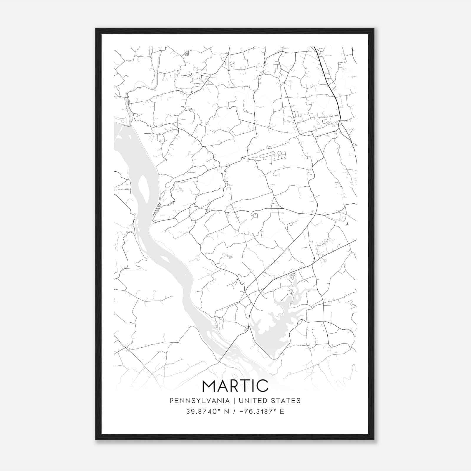 Martic Pennsylvania Map Poster, Modern Home Decor Wall Art Print