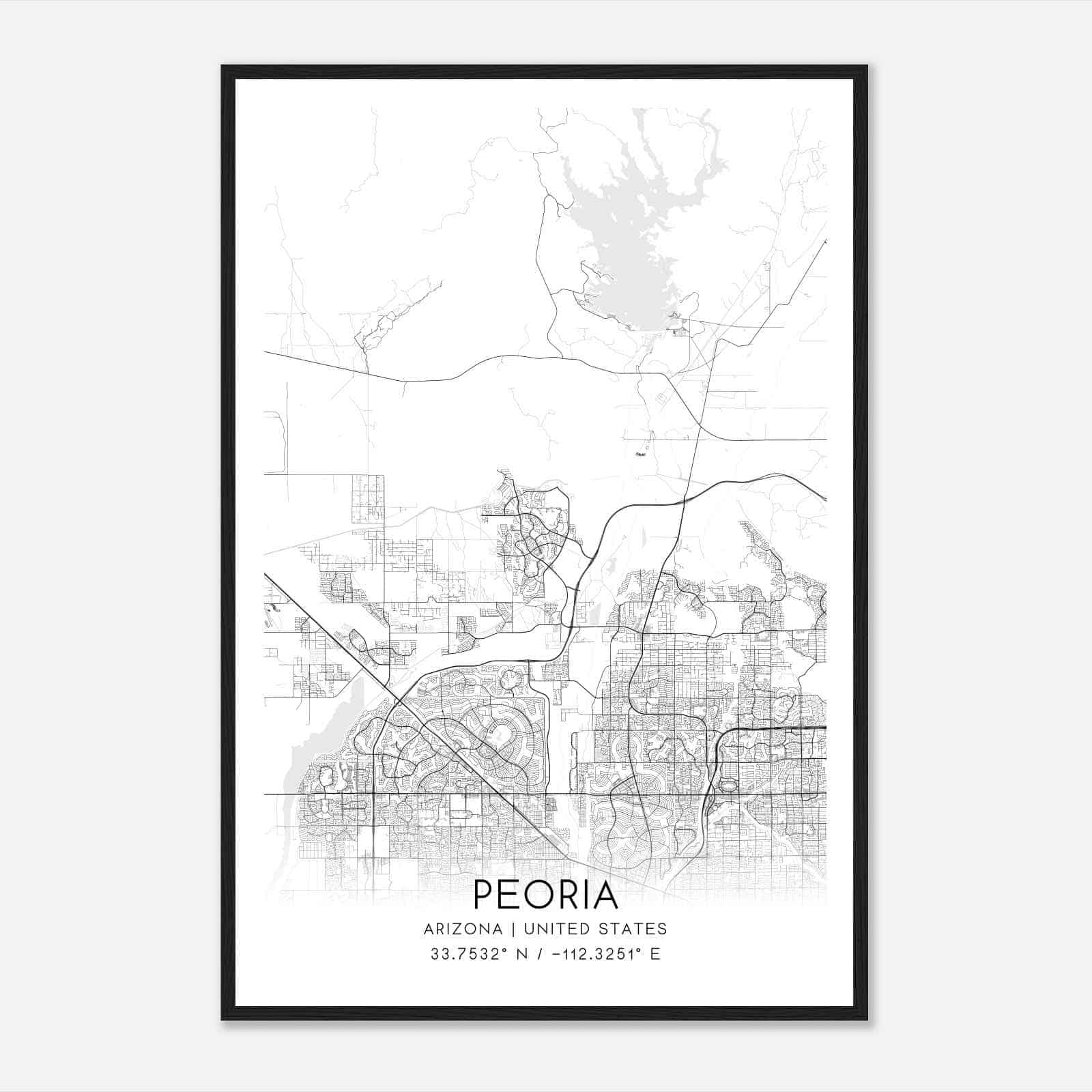 Peoria Arizona Map Poster, Modern Home Decor Wall Art Print